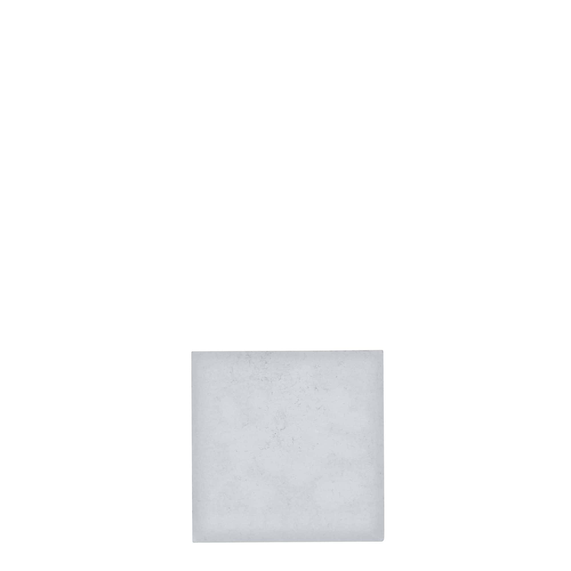 Tennetikett 'Blåbär', kvadratisk, metall, silver