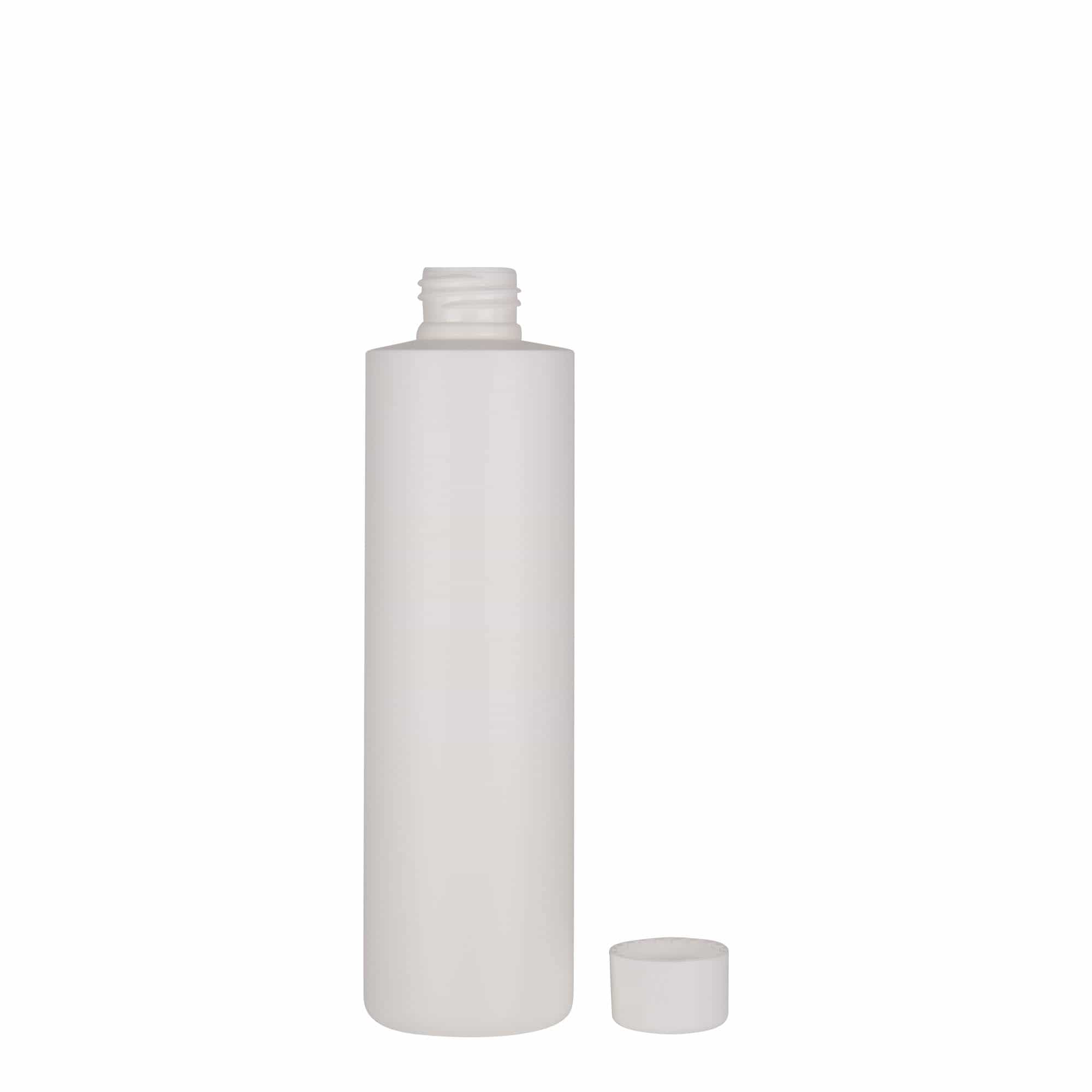 250 ml plastflaska 'Pipe', grön HDPE, vit, mynning: 24/410
