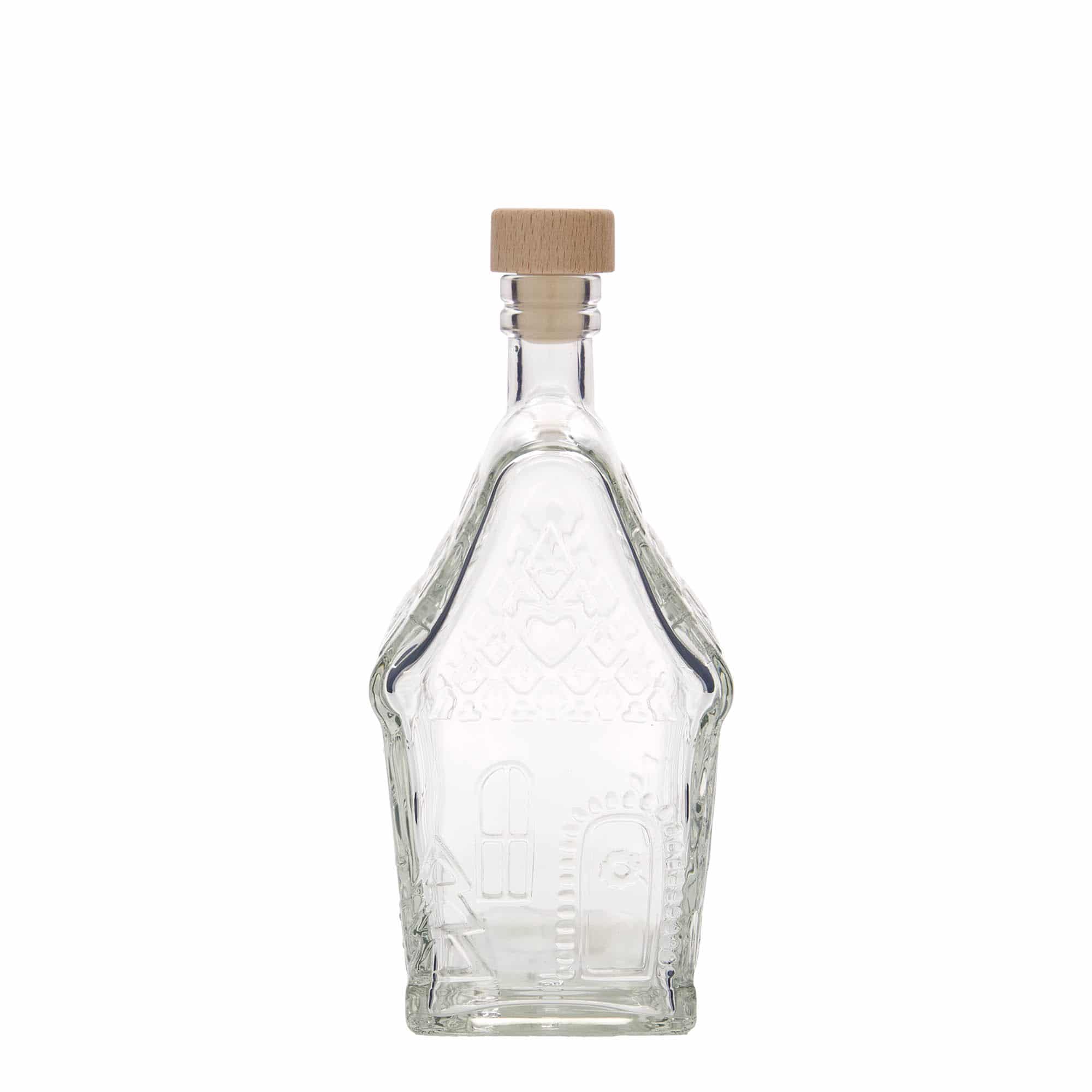 500 ml glasflaska 'Pepparkakshus', rektangulär, mynning: kork