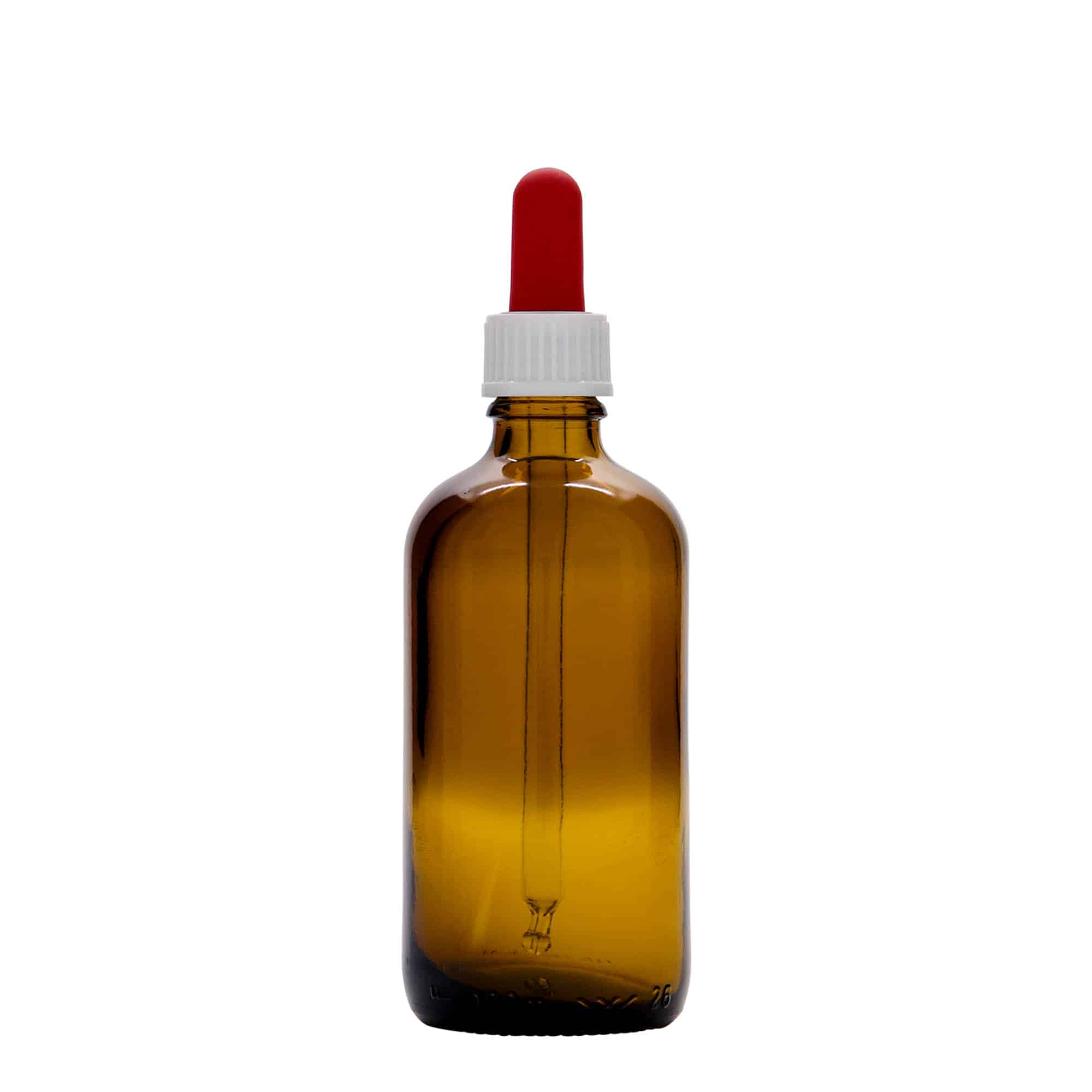 100 ml flaska med pipett, medicin, glas, brun-röd, mynning: DIN 18 100 ml flaska med pipett, medicin, glas, brun-röd, mynning: DIN 18