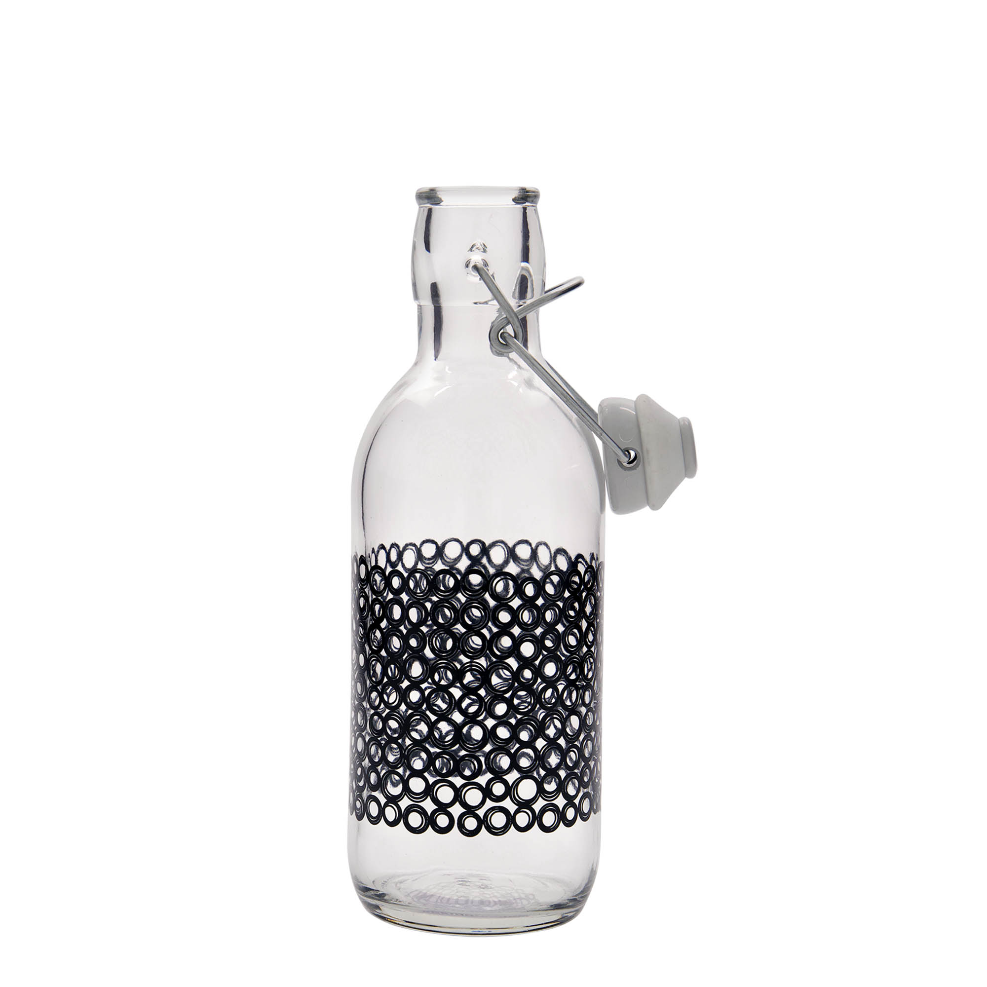 500 ml glasflaska 'Emilia', motiv: Circola nero, öppning: bygelstängning