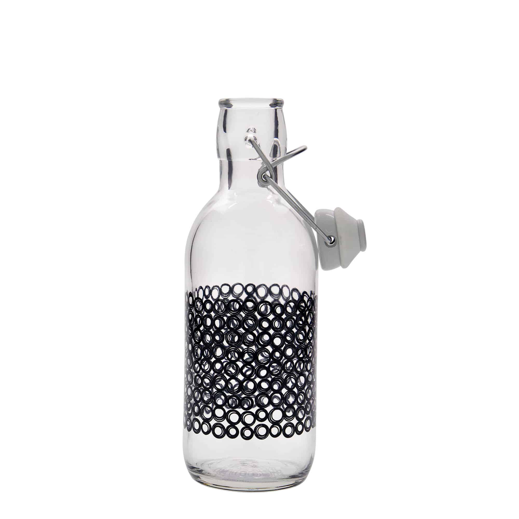 500 ml glasflaska 'Emilia', motiv: Circola nero, öppning: bygelstängning 500 ml glasflaska 'Emilia', motiv: Circola nero, öppning: bygelstängning