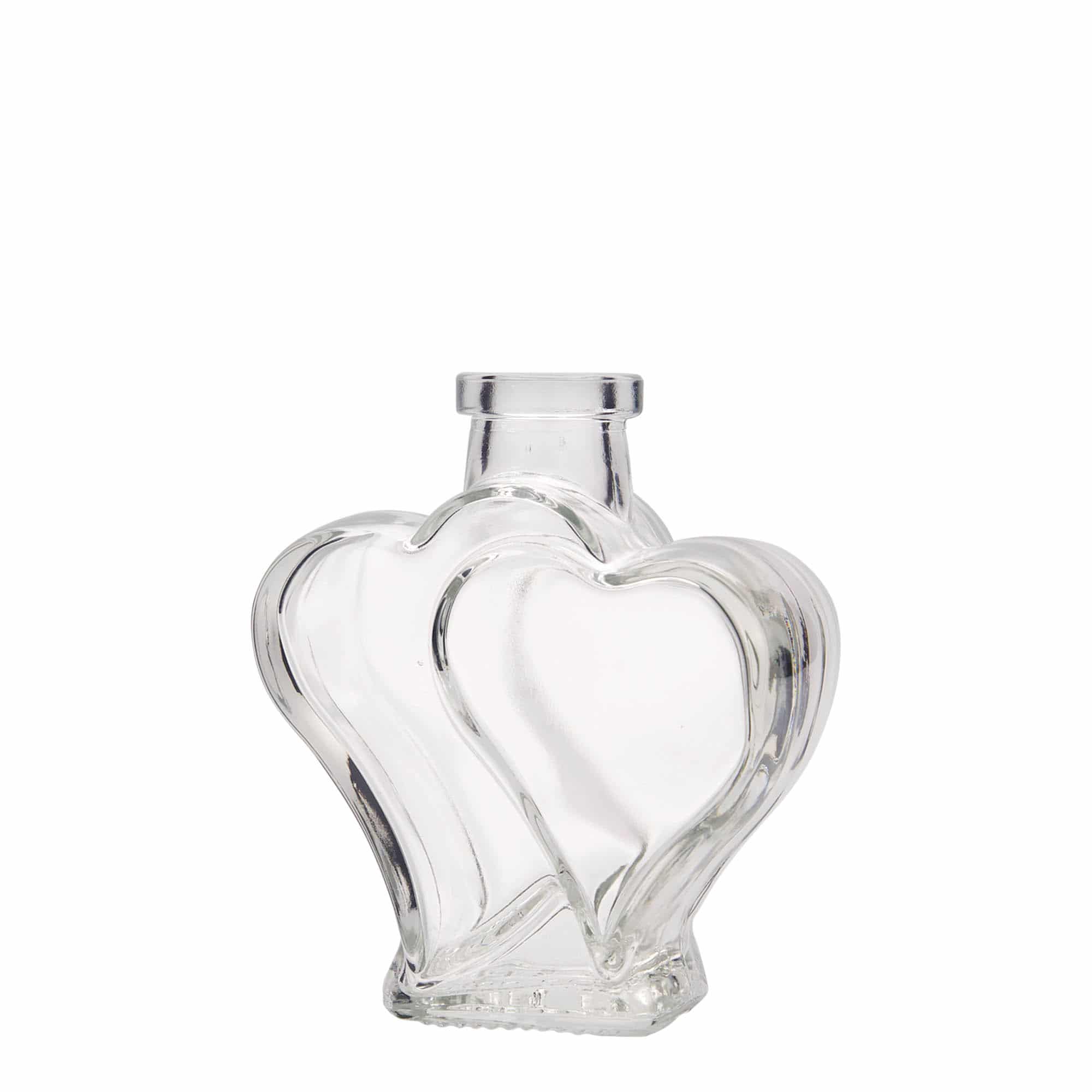 200 ml glasflaska 'Dubbelhjärta', mynning: kork