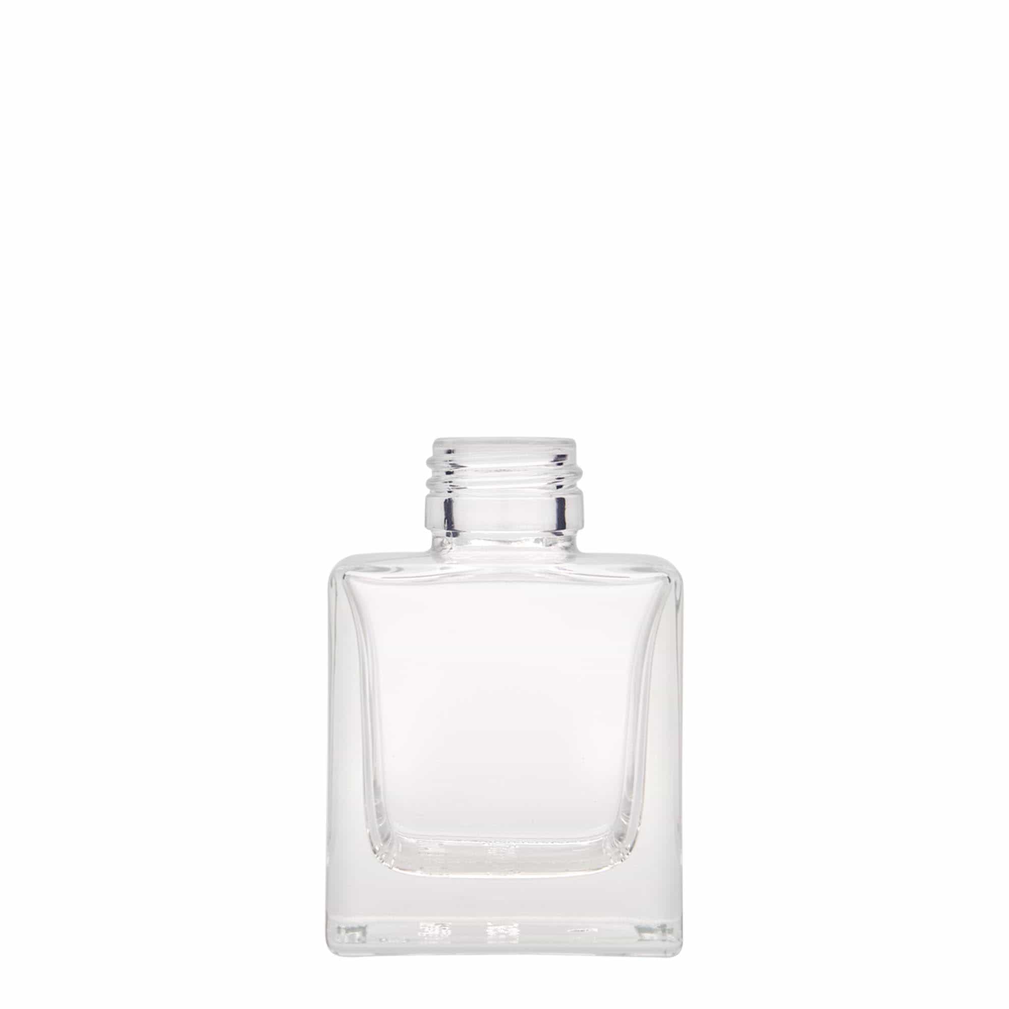 100 ml glasflaska 'Cube', kvadratisk, mynning: PP 28