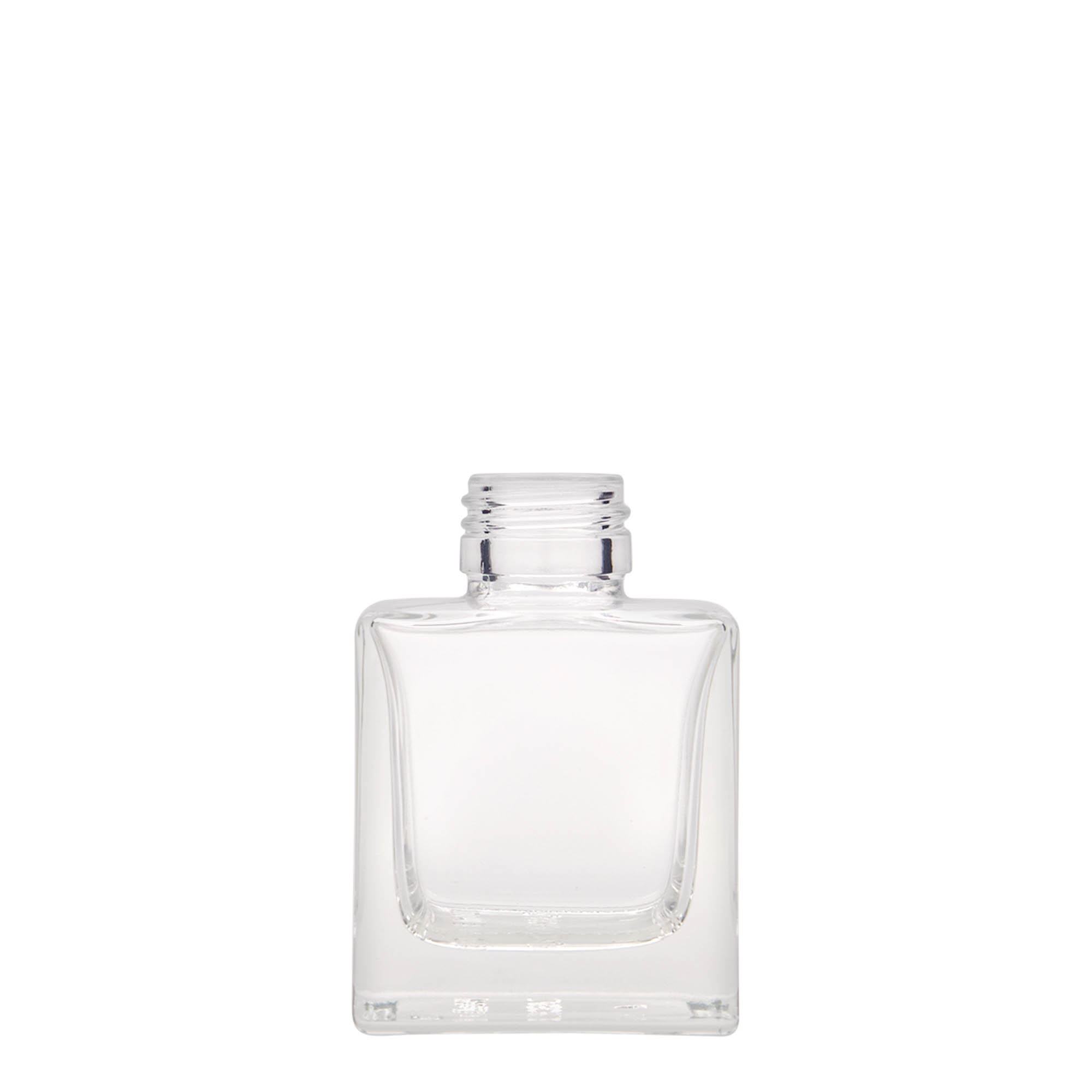 100 ml glasflaska 'Cube', kvadratisk, mynning: PP 28