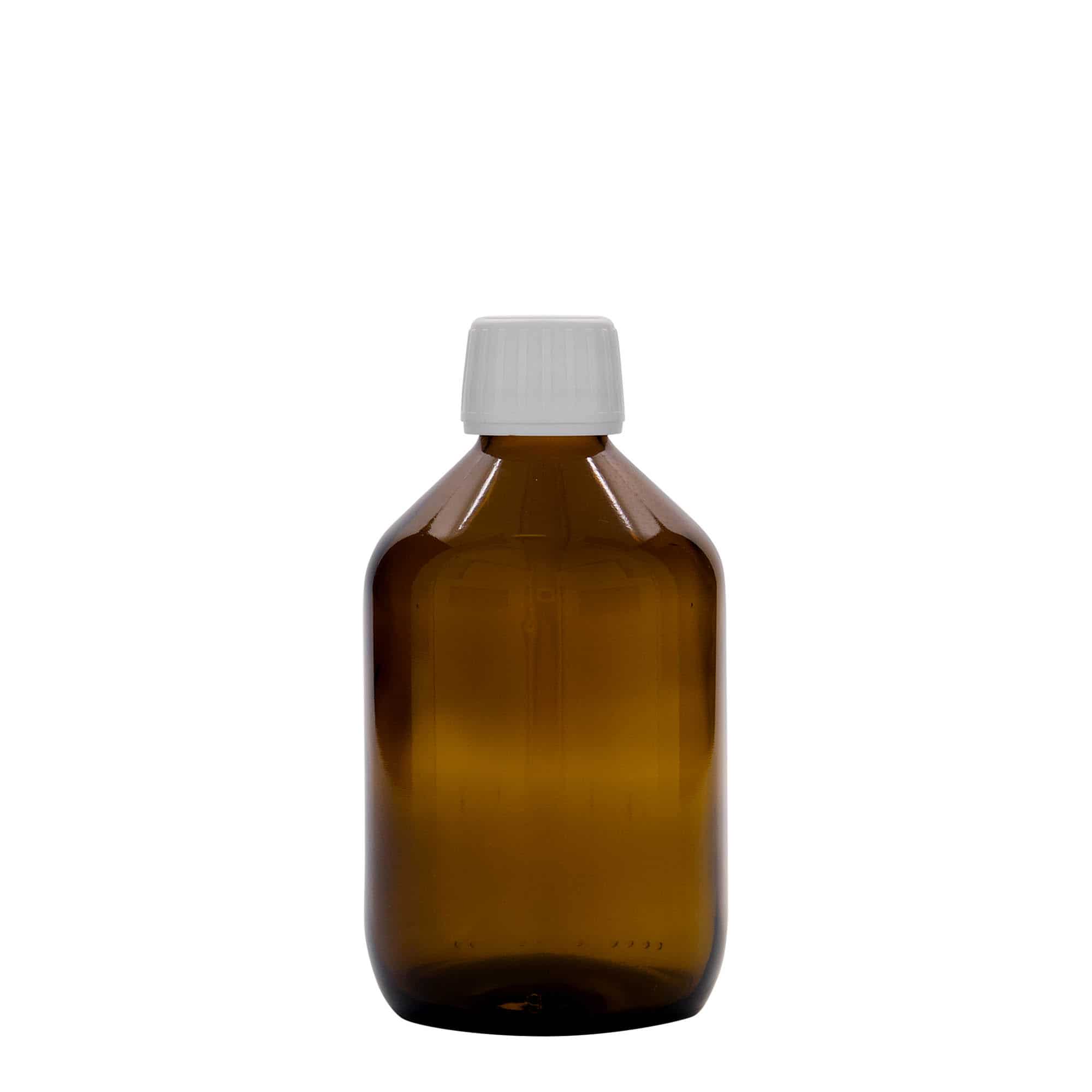 300 ml medicinflaska, brun, glas, mynning: PP 28