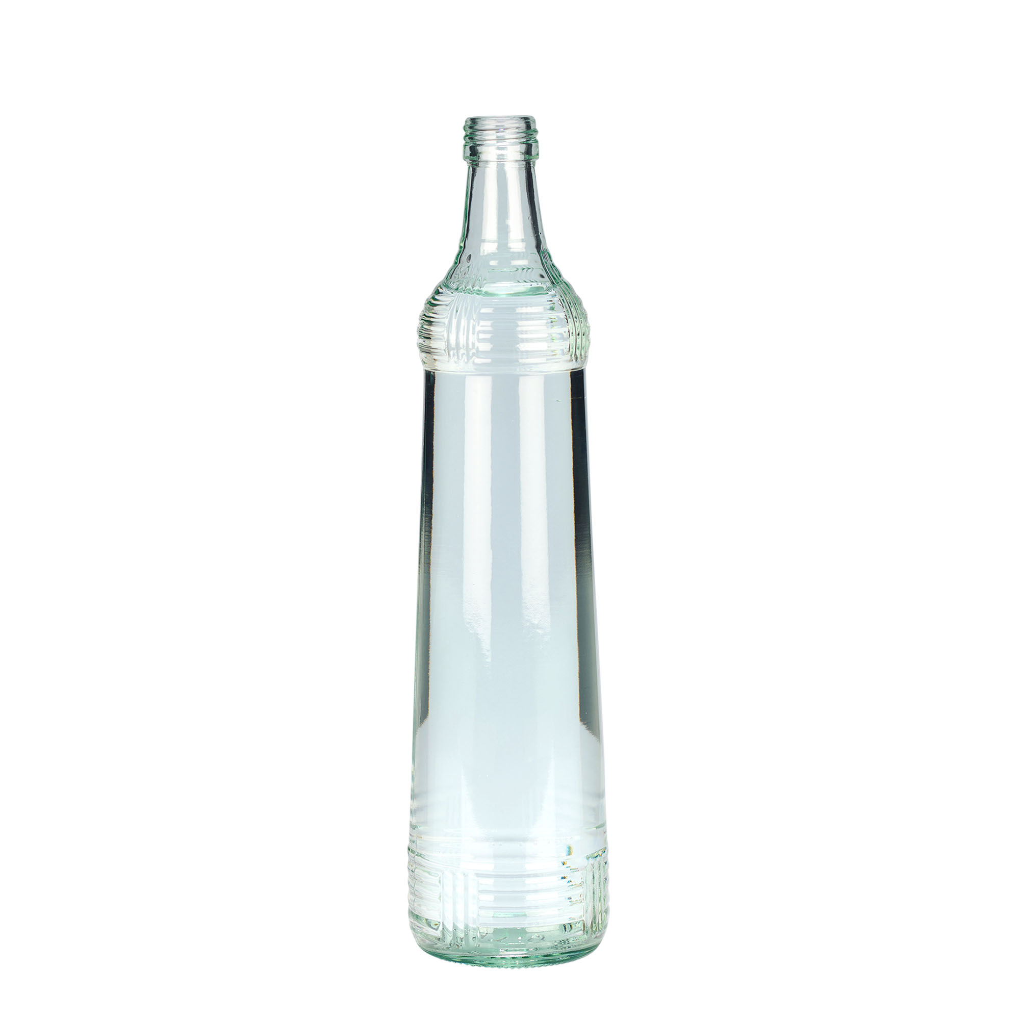 700 ml glasflaska vodka Zwiebelturm, mynning: PP 28