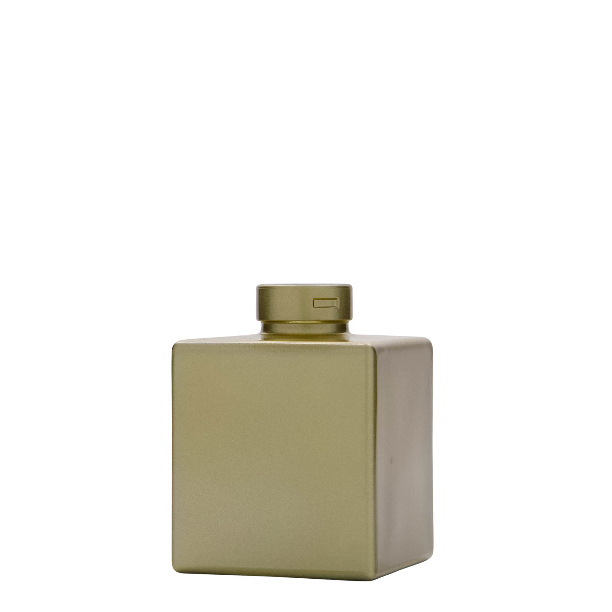 100 ml glasflaska 'Cube', fyrkantig, guld, öppning: kork