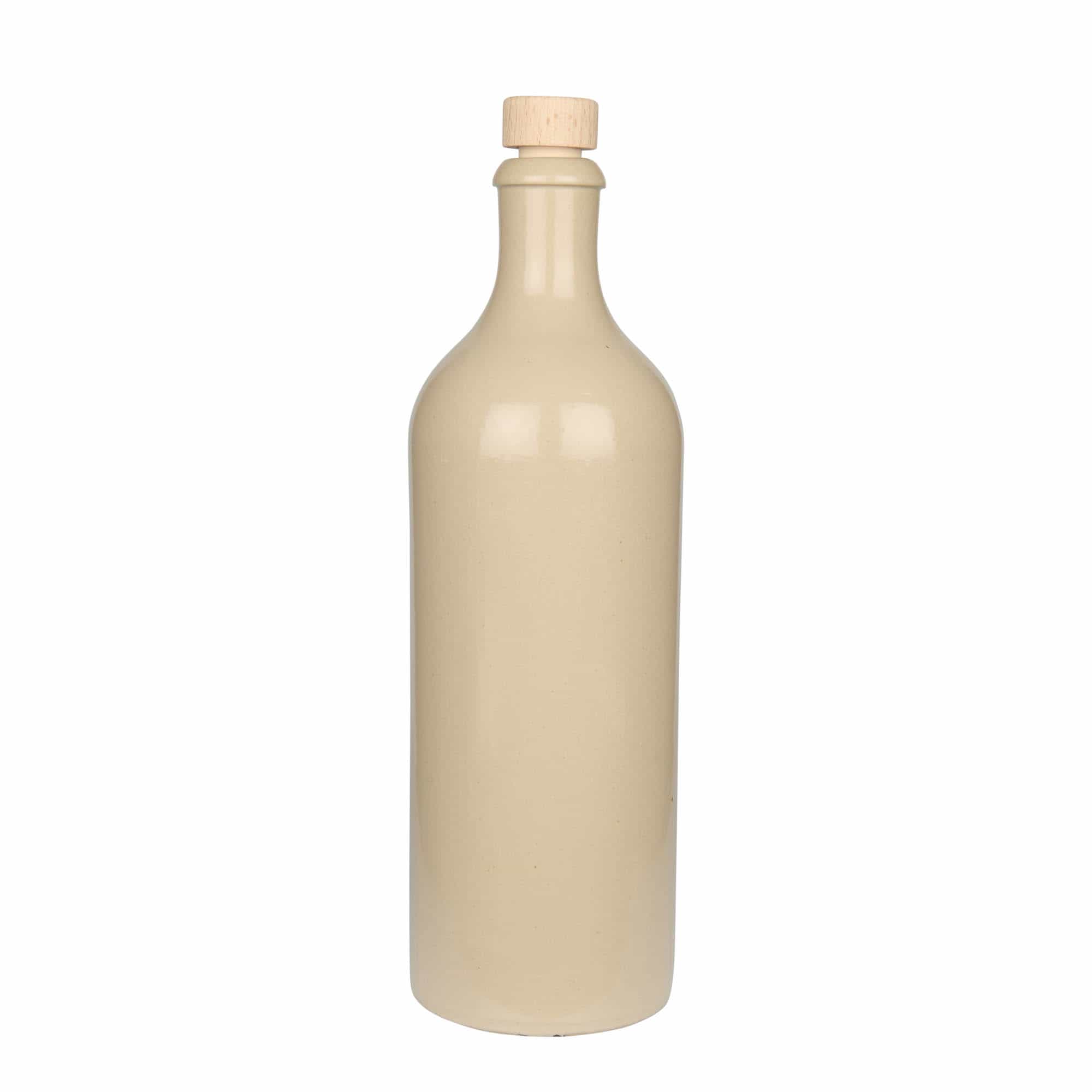 750 ml lerkrus, stengods, beige, mynning: kork