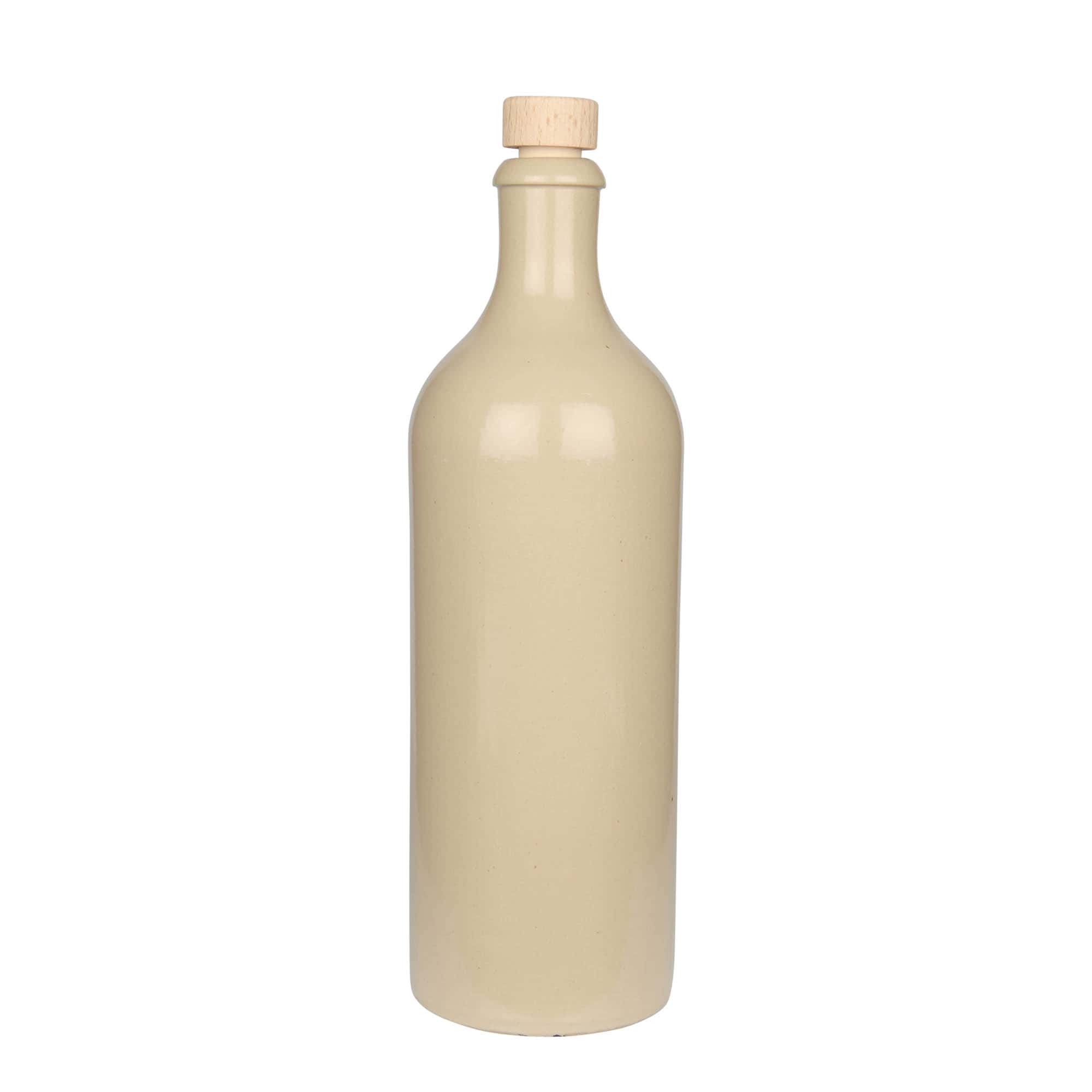 750 ml lerkrus, stengods, beige, öppning: kork