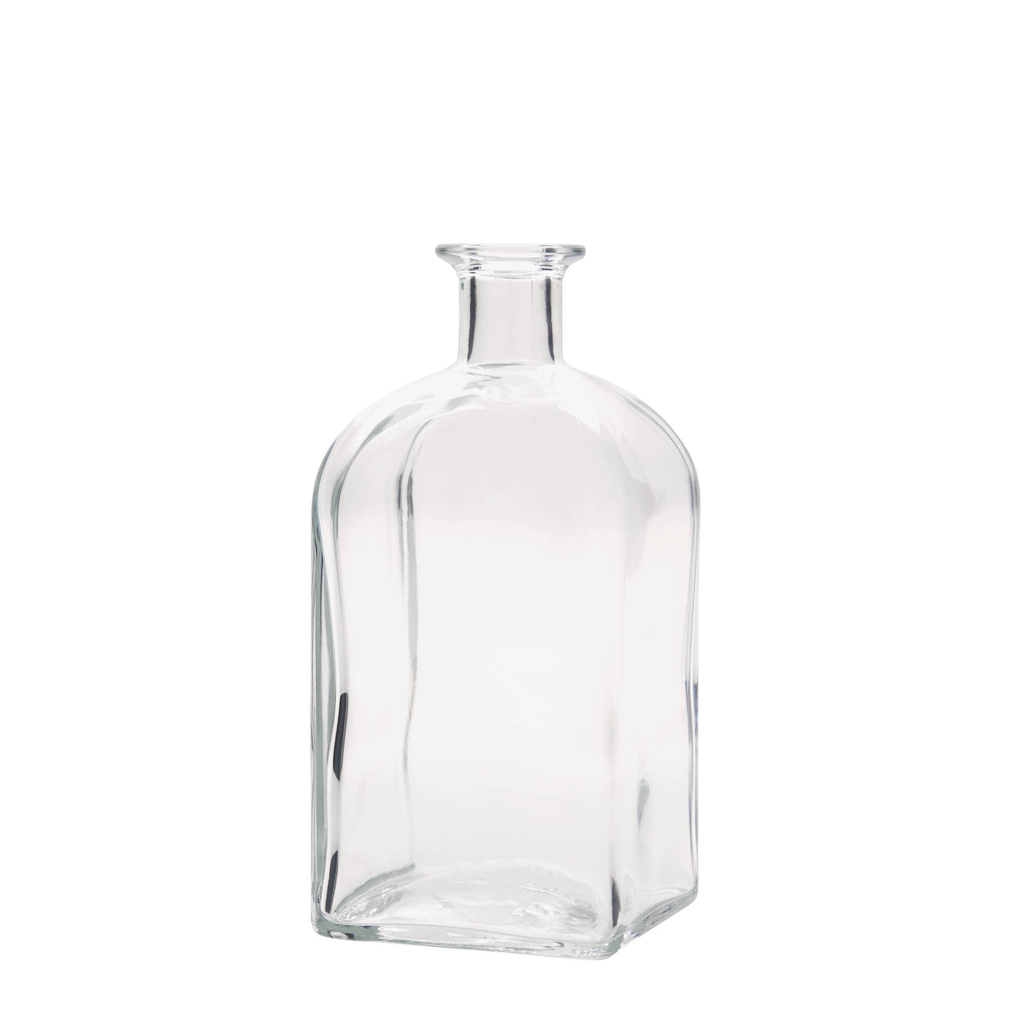 700 ml glasflaska apotekare Carré, fyrkantig, öppning: kork