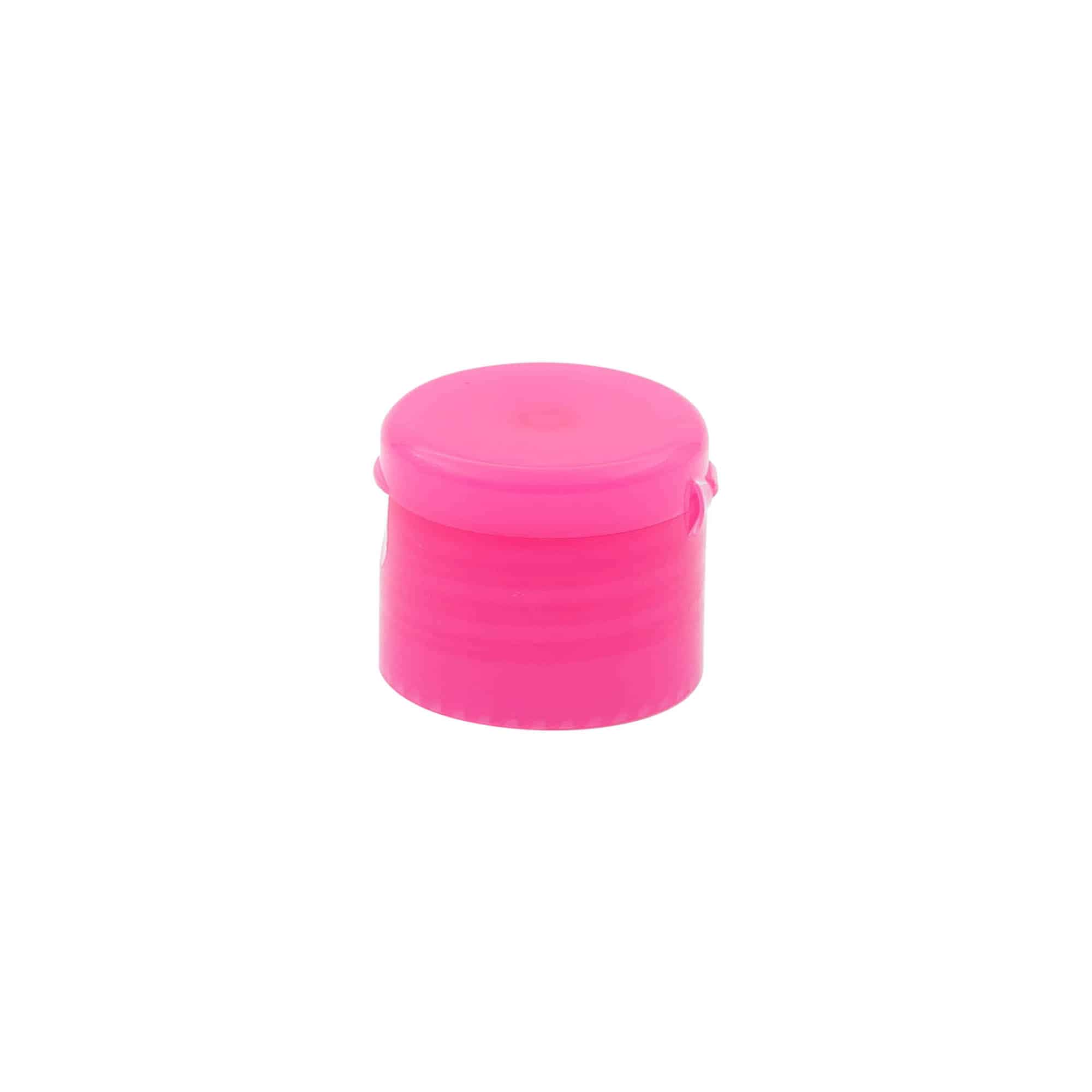 Skruvkapsel gångjärnslock, PP-plast, rosa, för mynning: GPI 24/410