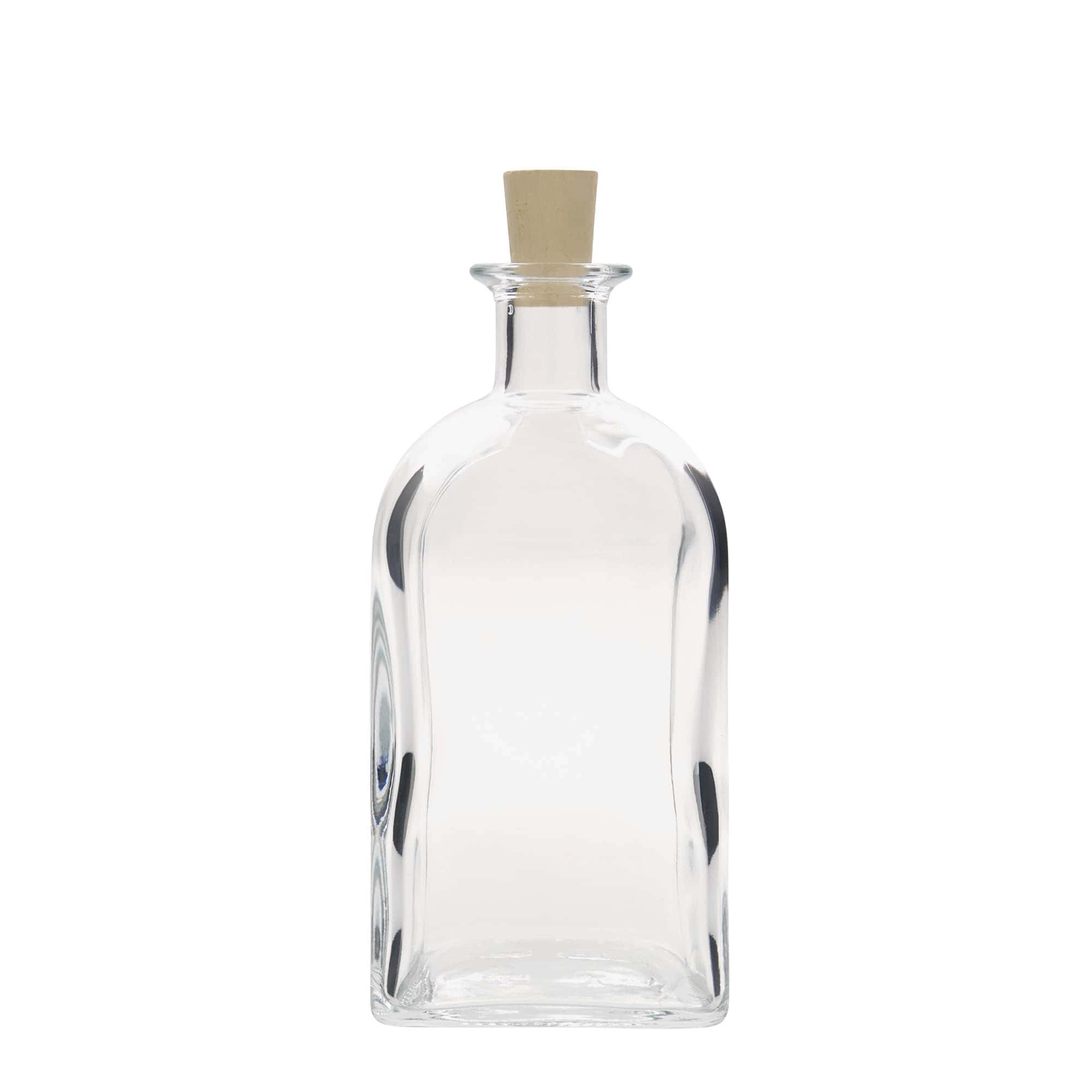 700 ml glasflaska apotekare Carré, fyrkantig, öppning: kork