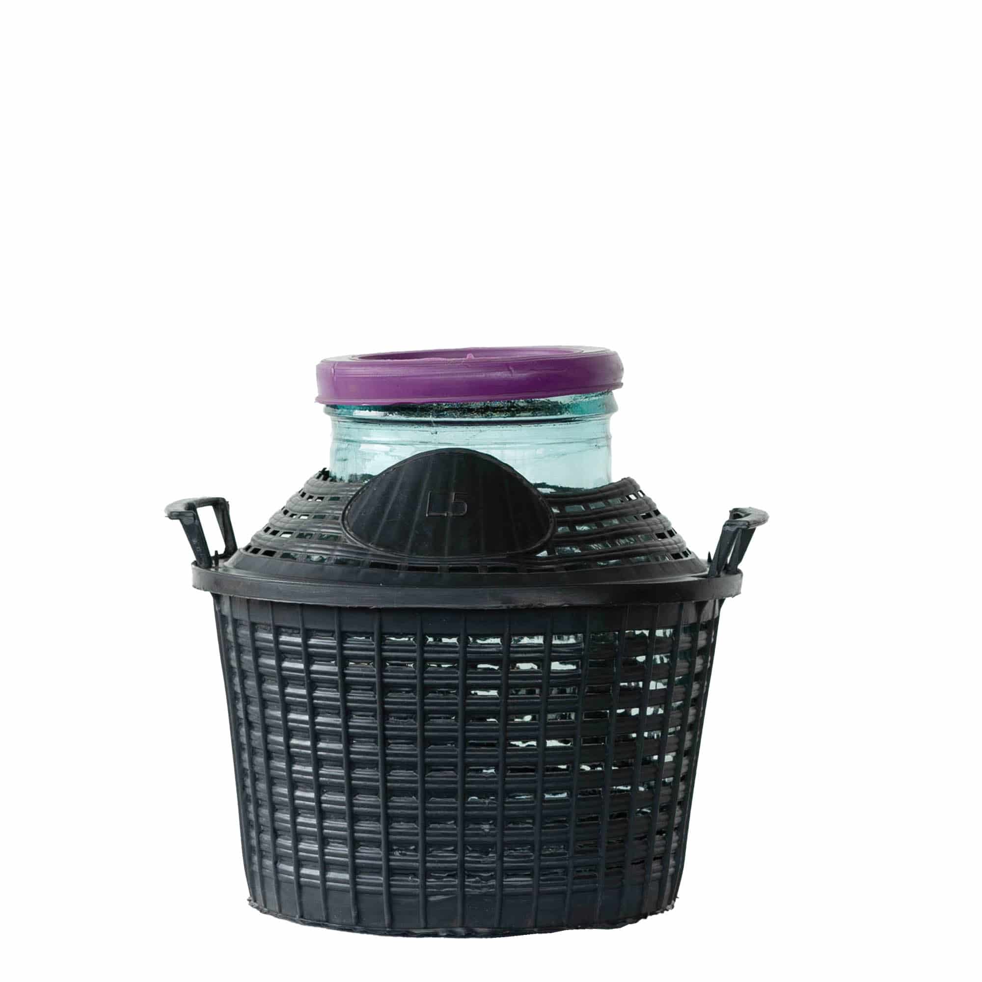 5 l ballongflaska vid öppning, glas, mynning: påklämningslock