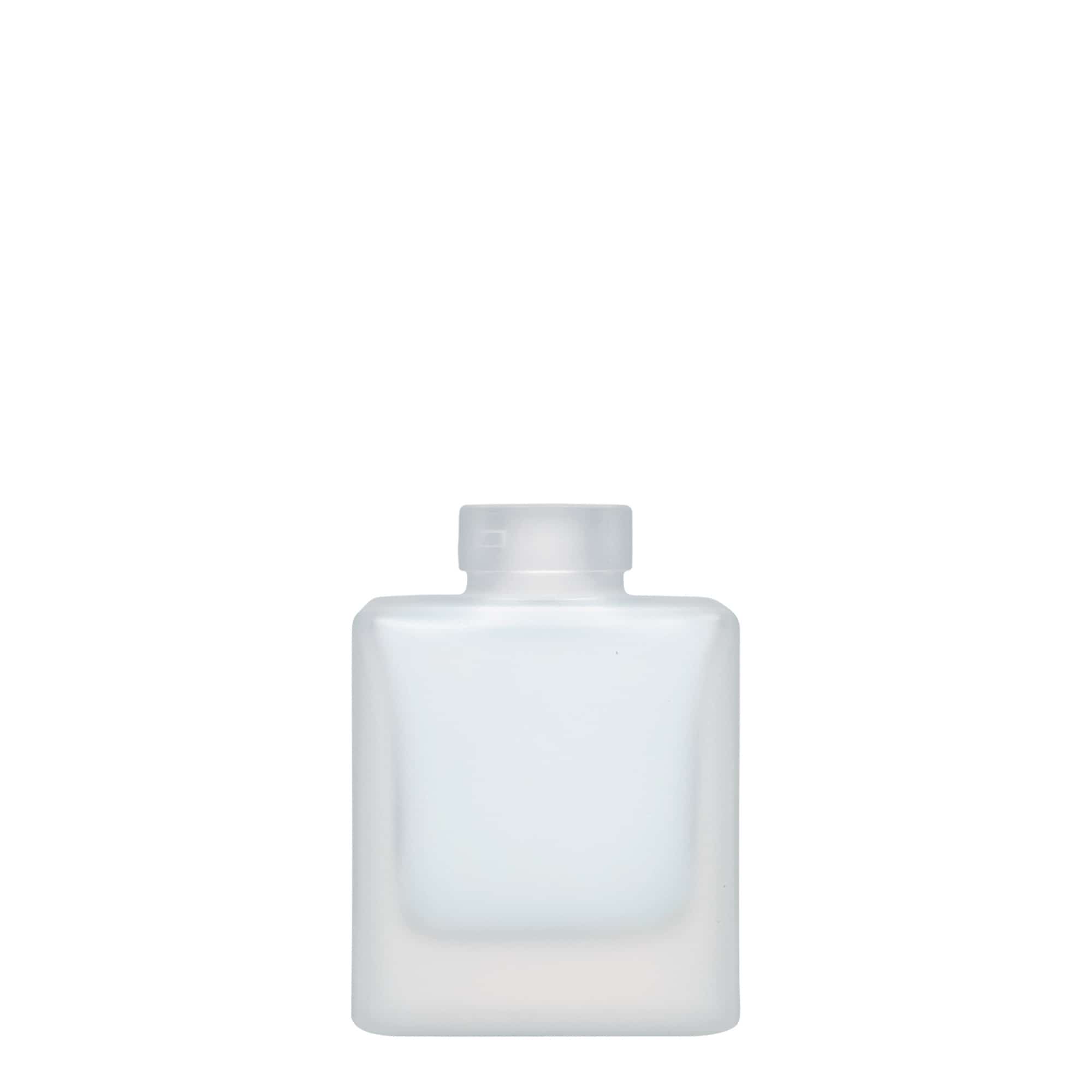 100 ml glasflaska 'Cube', kvadratisk, frostad, mynning: kork 100 ml glasflaska 'Cube', kvadratisk, frostad, mynning: kork