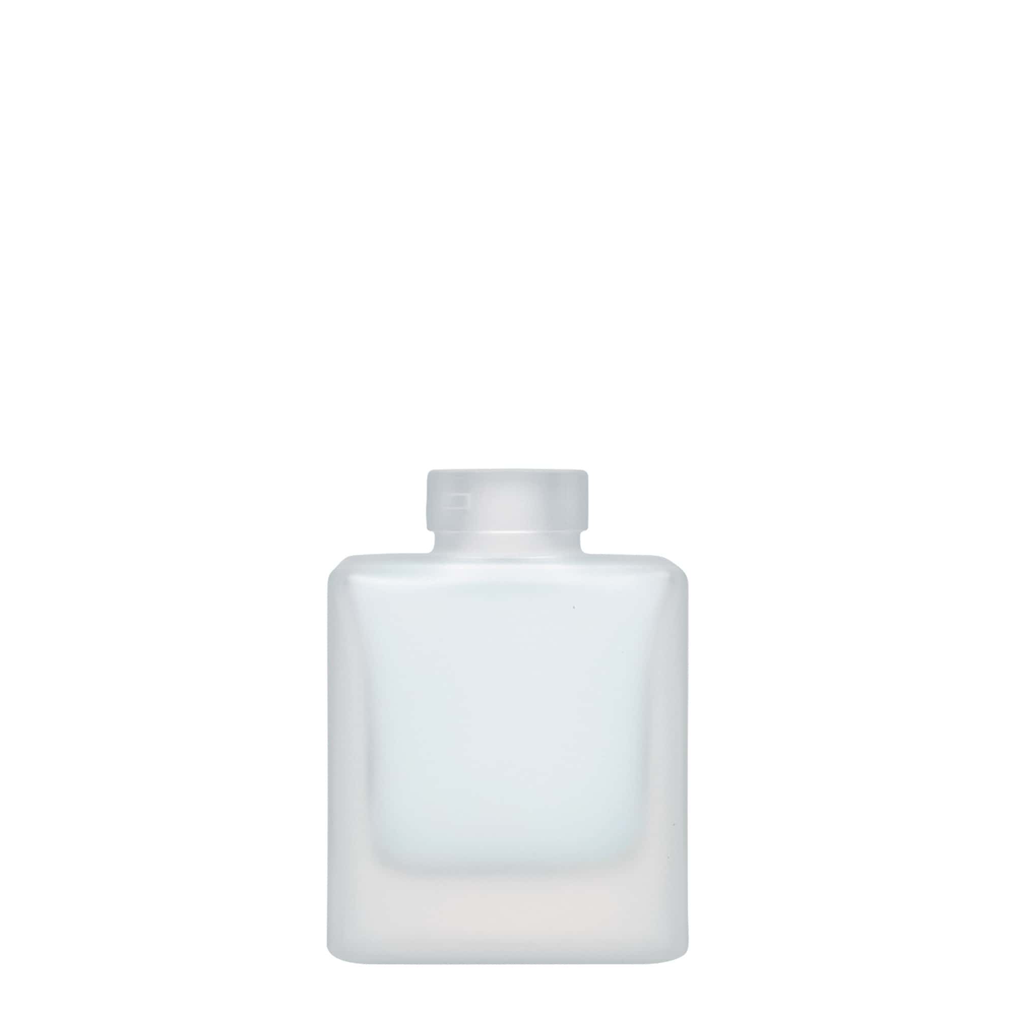 100 ml glasflaska 'Cube', kvadratisk, frostad, öppning: kork