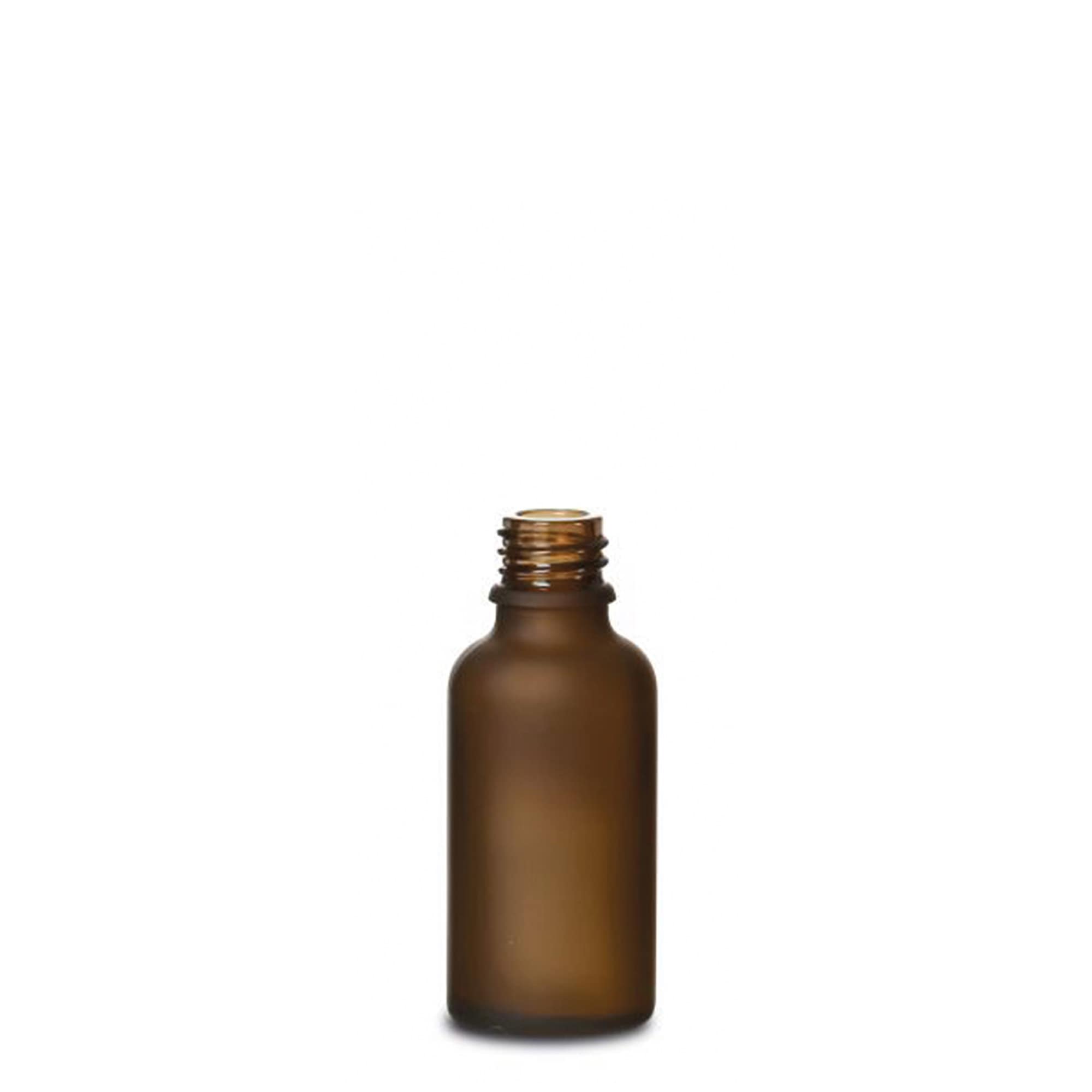 30 ml medicinflaska, glas, brun frostad, mynning: DIN 18