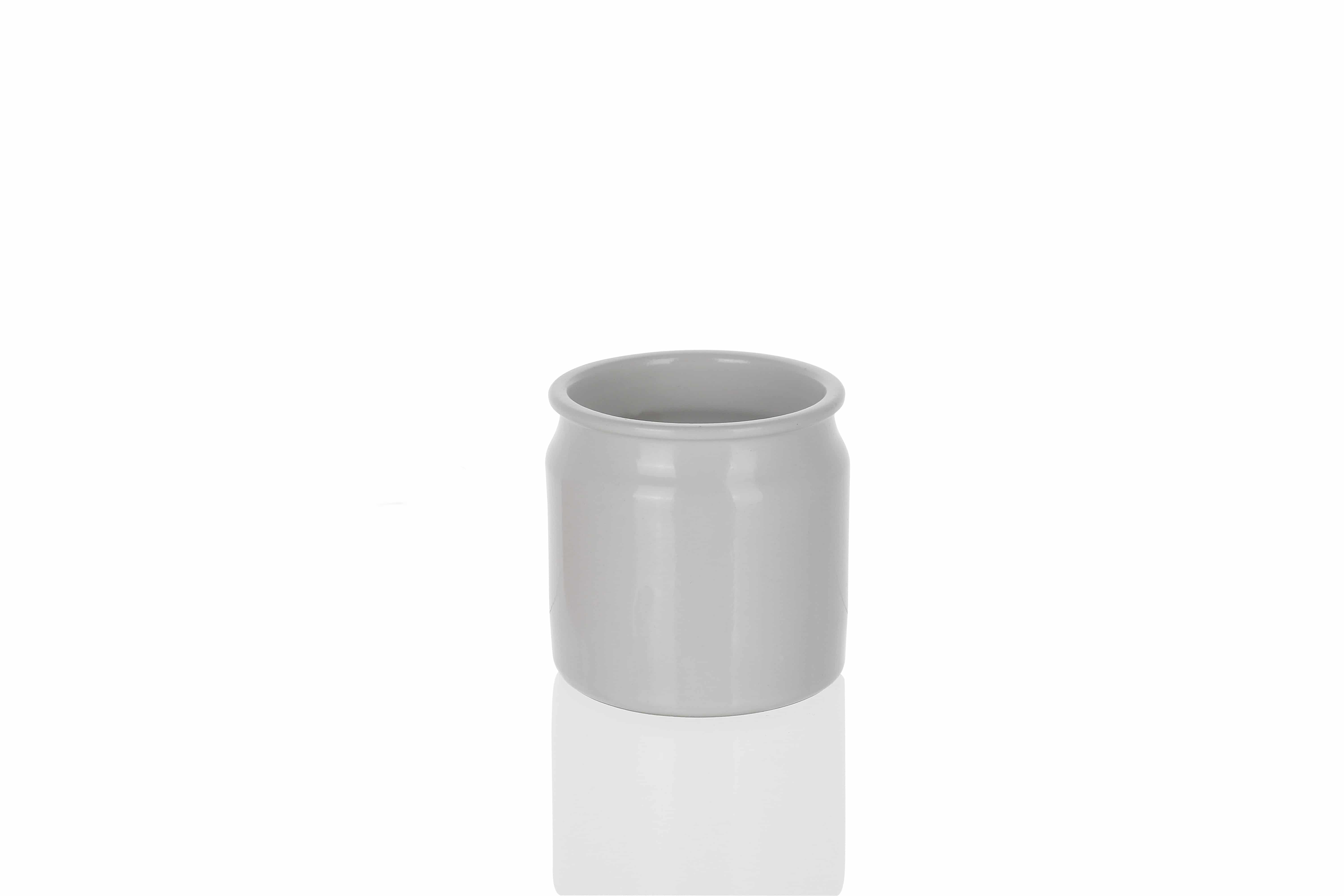 160 ml stengodsburk, keramik, vit, mynning: kork
