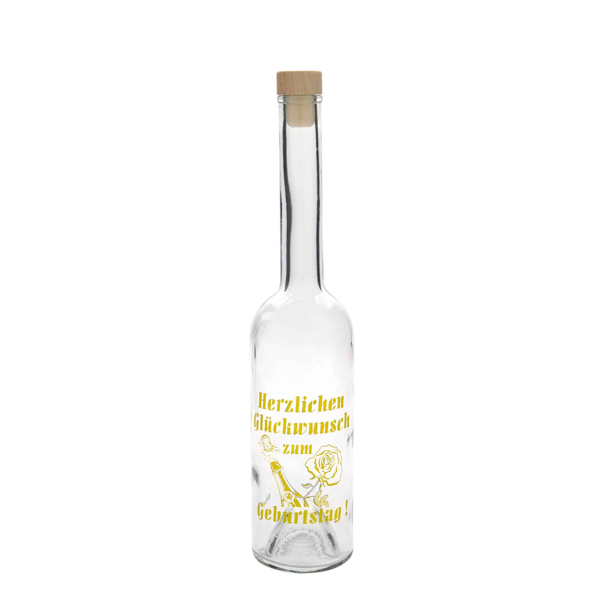 500 ml glasflaska Maximo med tryck 'Karneval', mynning: kork