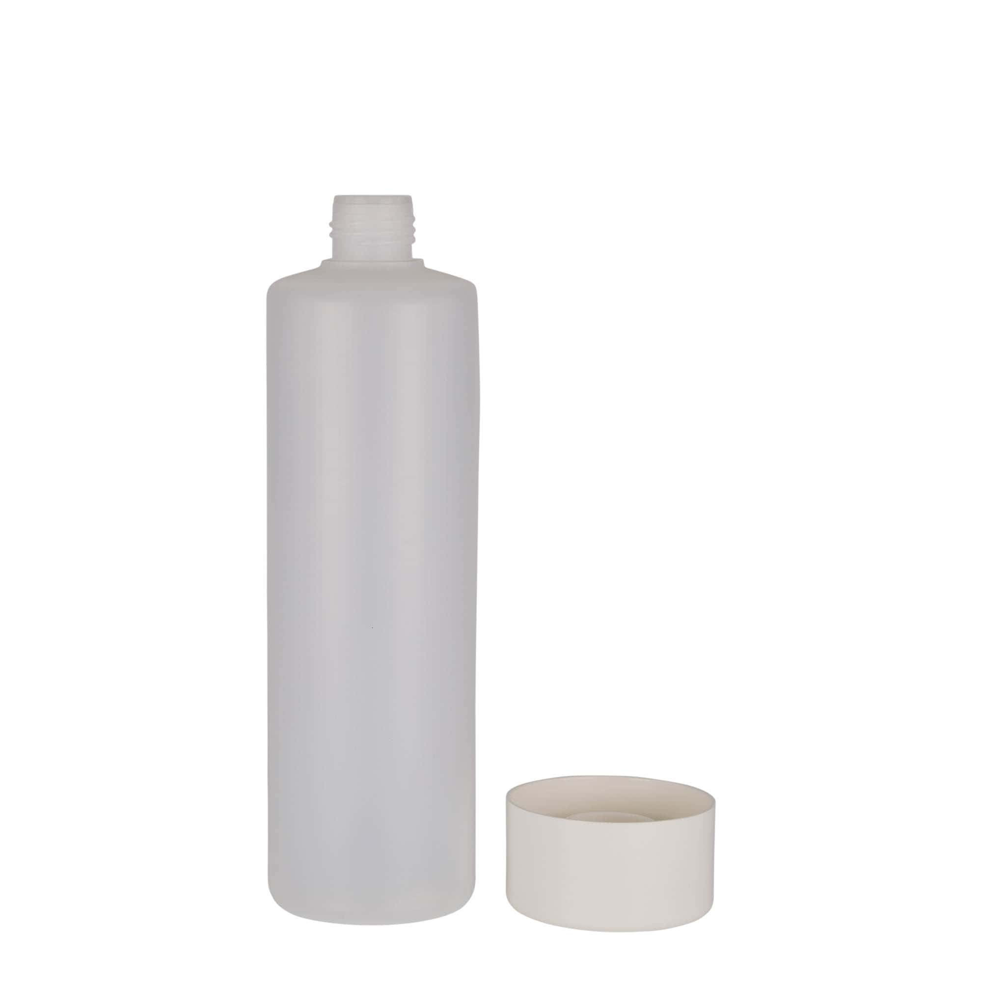 500 ml rund flaska, PE-plast, natur, mynning: skruvkapsel