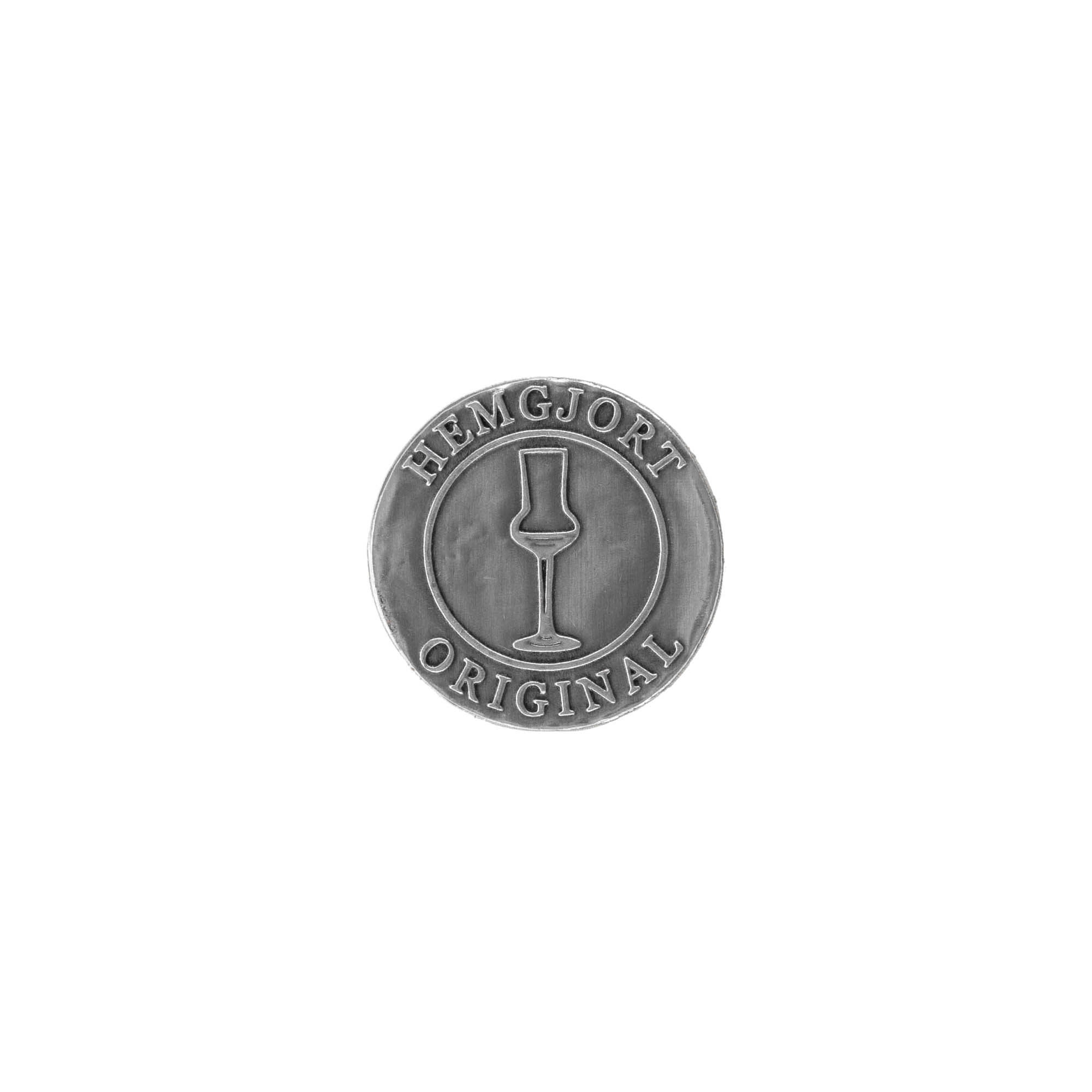 Tennetikett 'Hemgjord Original', rund, metall, silver