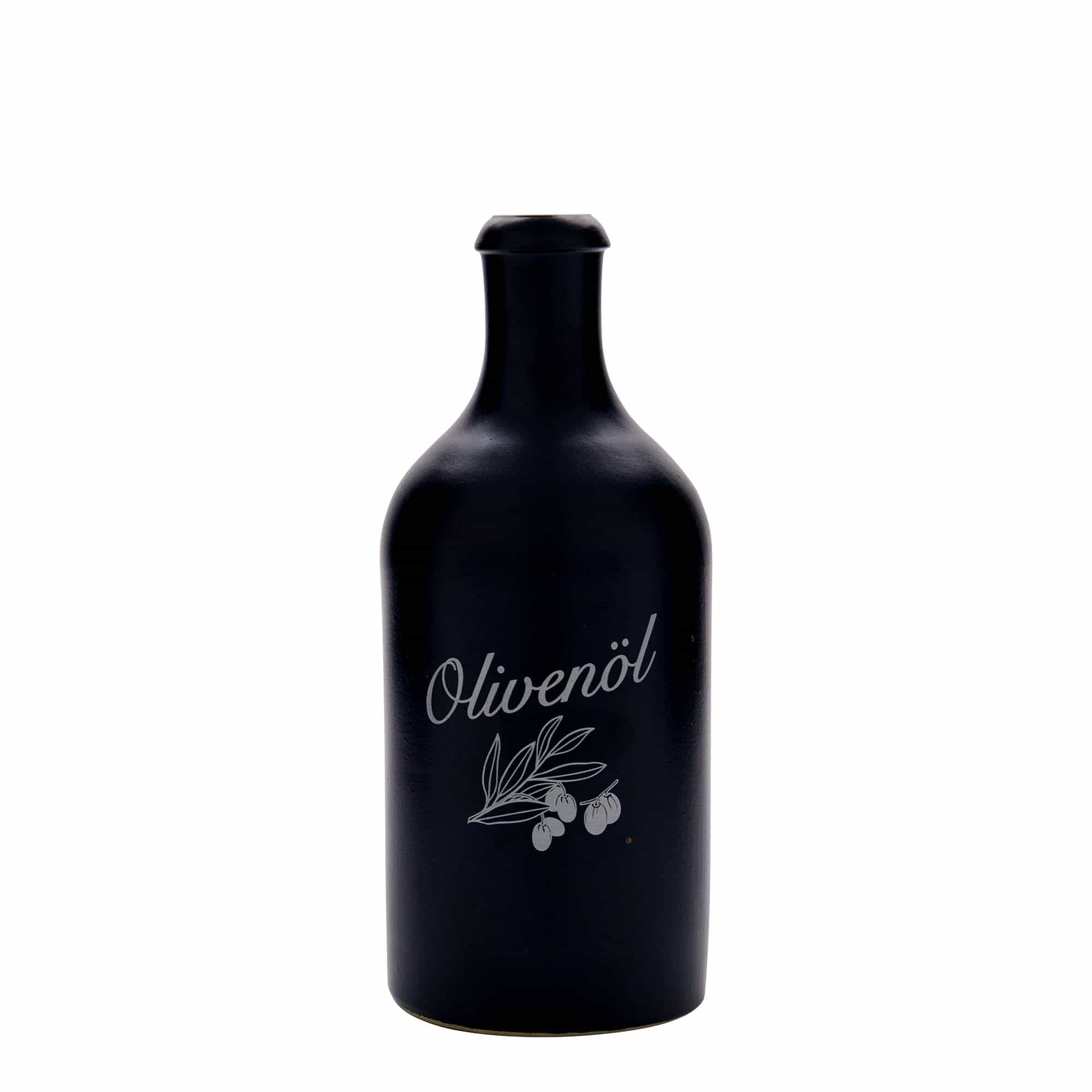 500 ml lerkanna, motiv: olivolja, stengods, svart, mynning: kork 500 ml lerkanna, motiv: olivolja, stengods, svart, mynning: kork