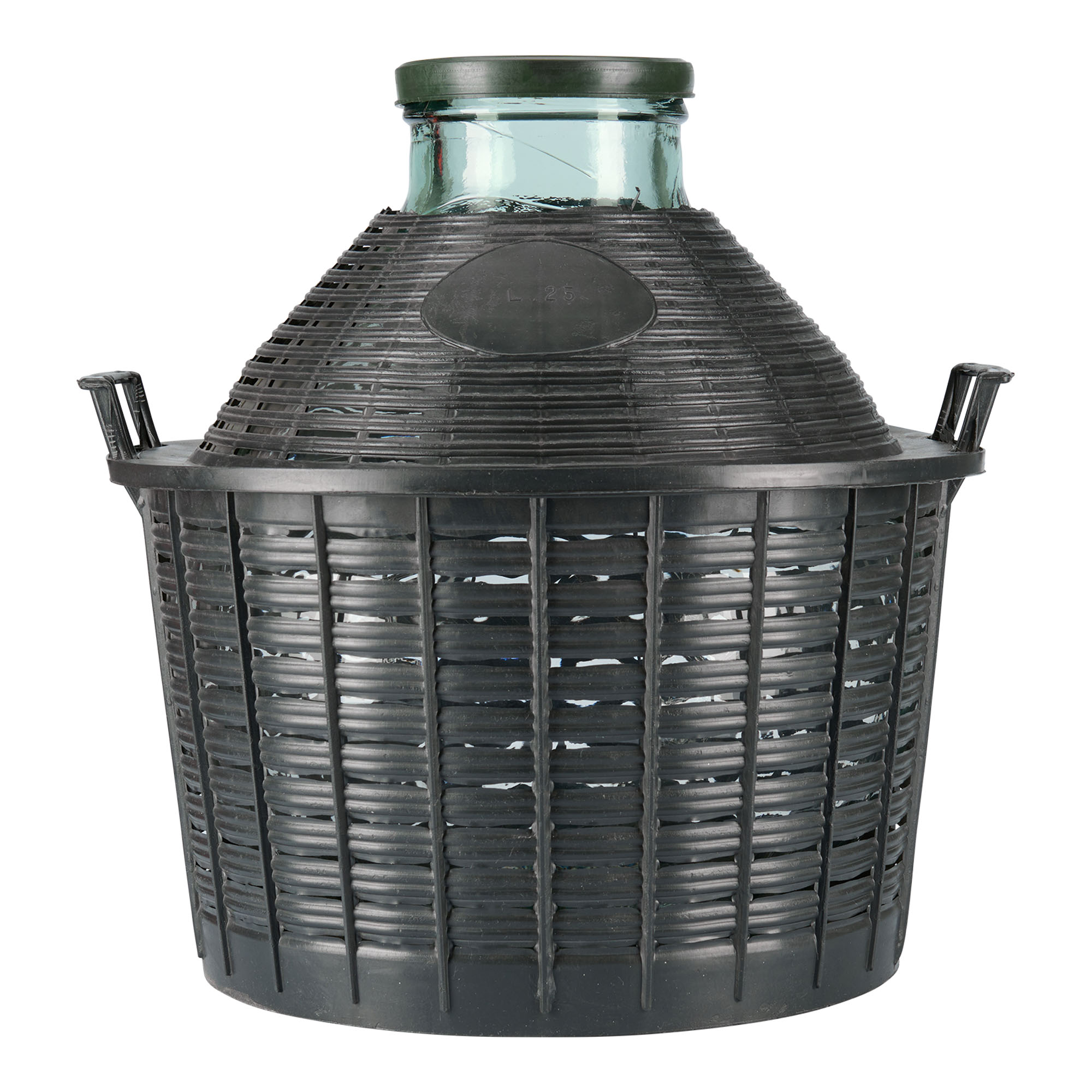 25 l ballongflaska med vid hals, glas, öppning: påklämningslock