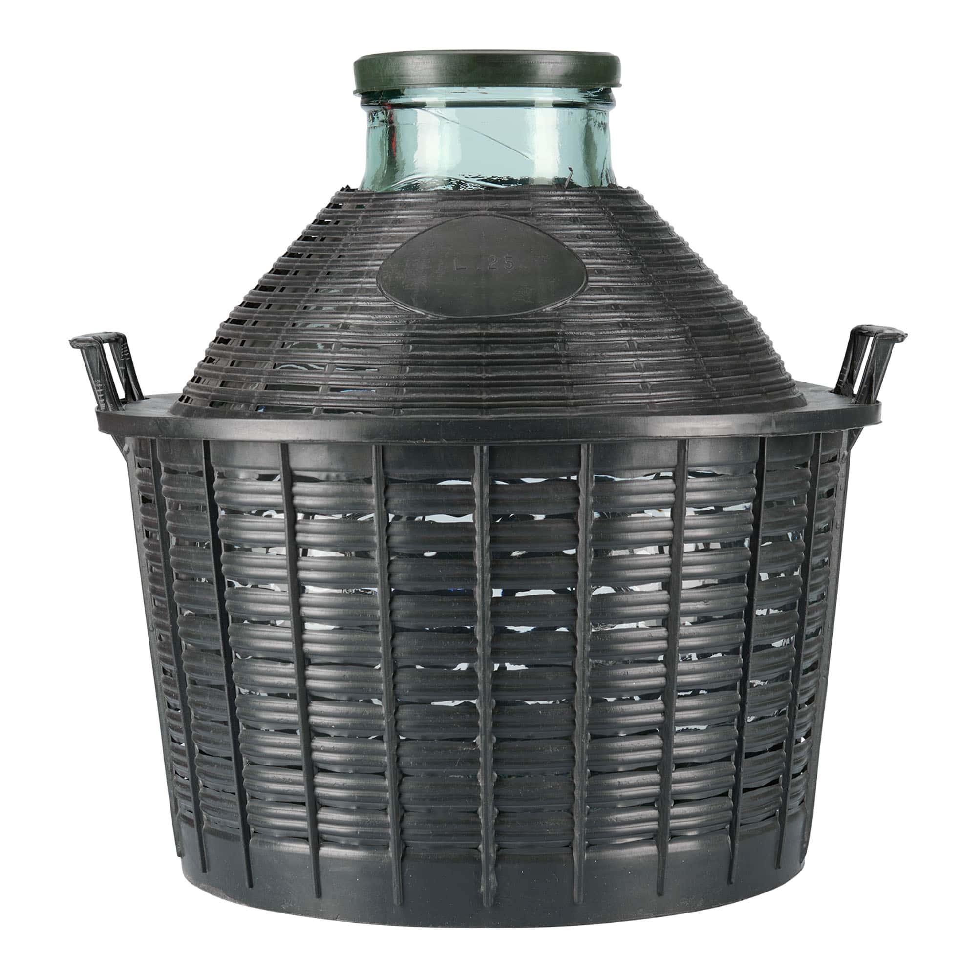 25 l ballongflaska med vid hals, glas, öppning: påklämningslock