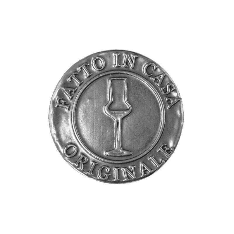 Tennetikett 'Fatto in Casa', rund, metall, silver Tennetikett 'Fatto in Casa', rund, metall, silver