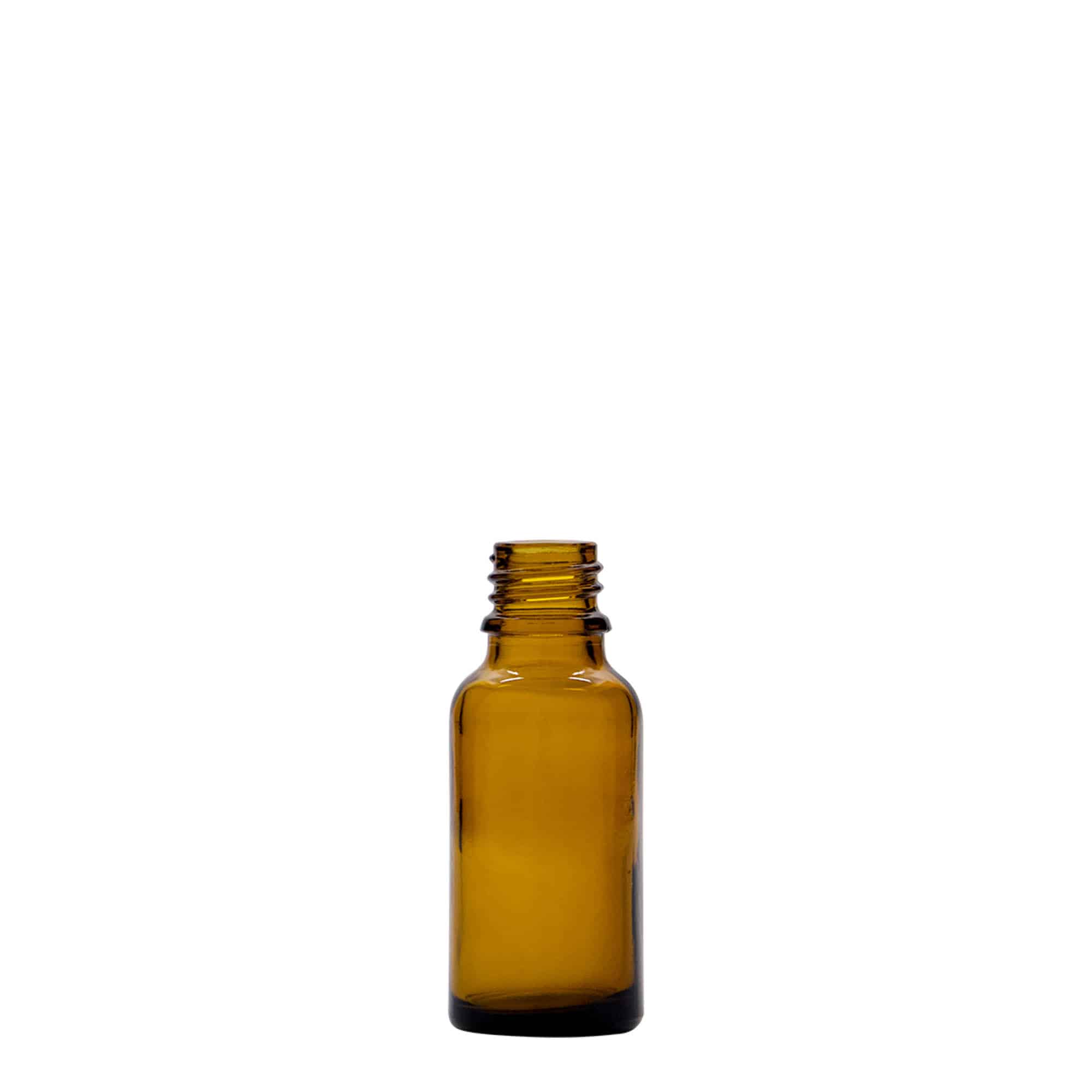 20 ml medicinflaska, brunt glas, mynning: DIN 18