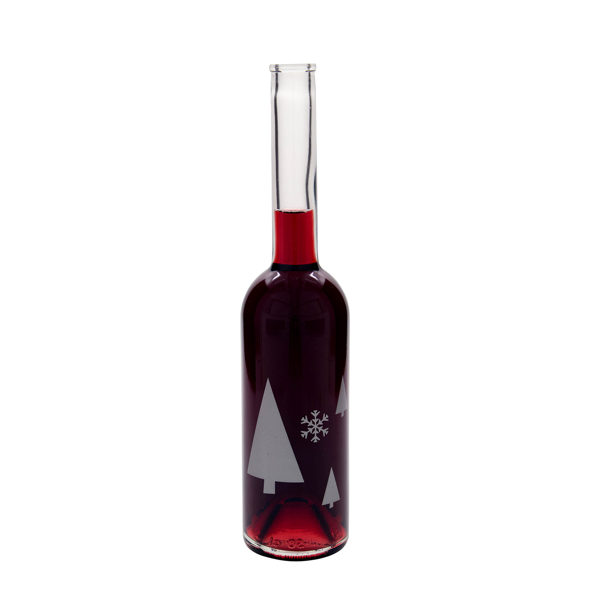 500 ml glasflaska 'Opera', motiv: snöflingor, öppning: kork