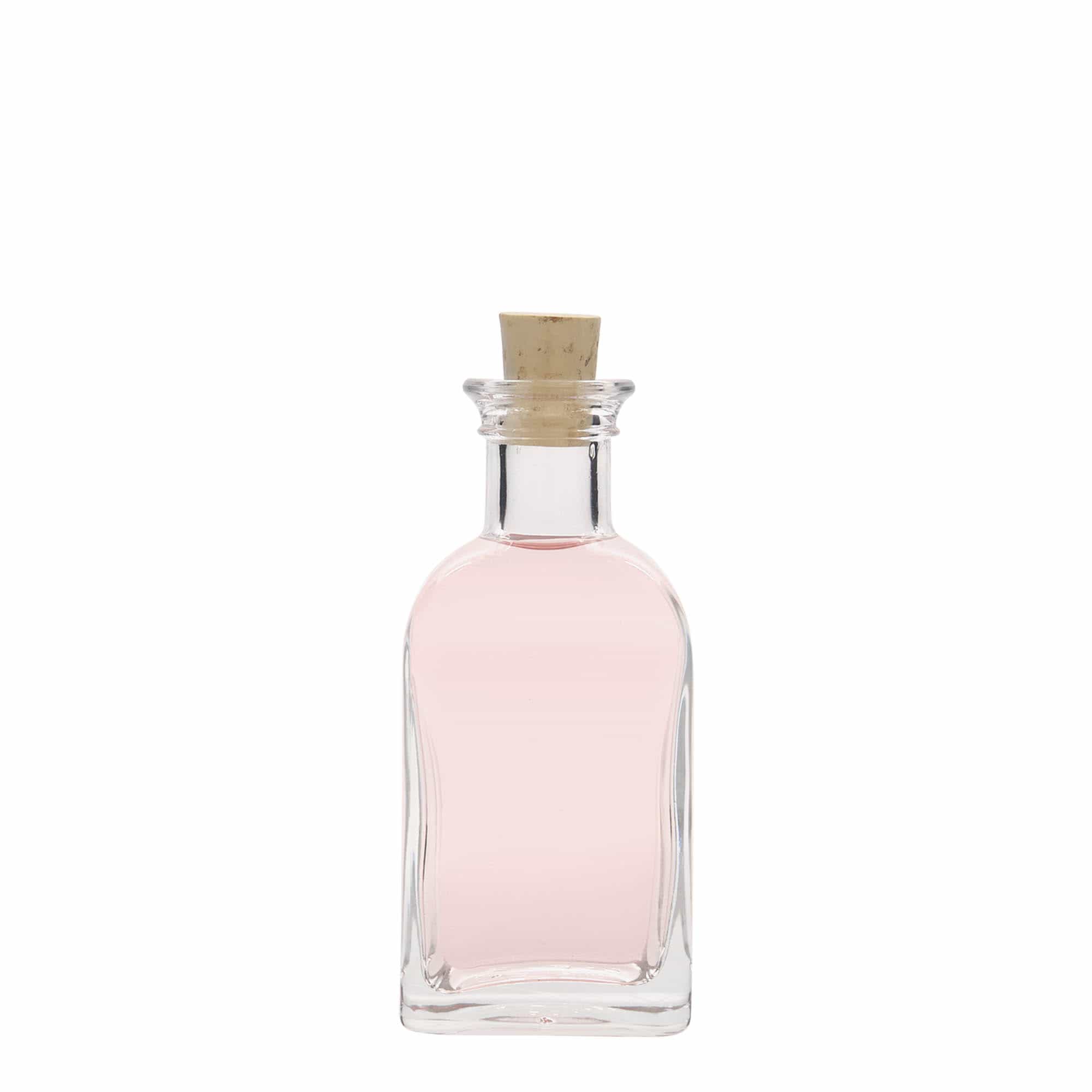 100 ml glasflaska Apotekar Carré, kvadratisk, öppning: kork