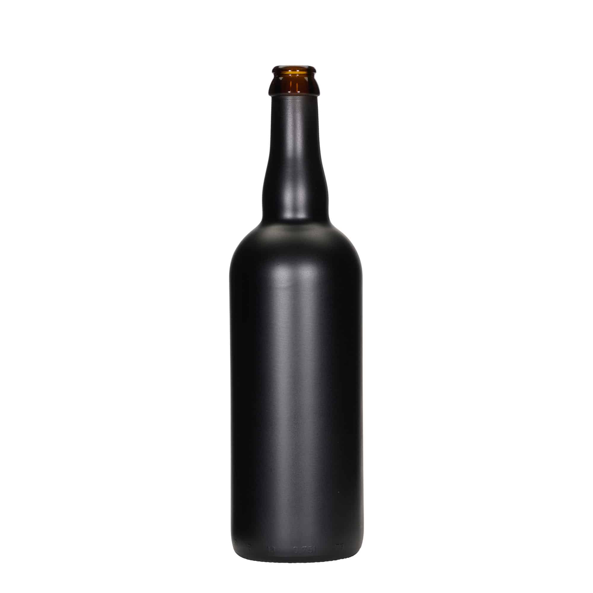 750 ml ölflaska Belgien, glas, svart, mynning: kapsyl 750 ml ölflaska Belgien, glas, svart, mynning: kapsyl
