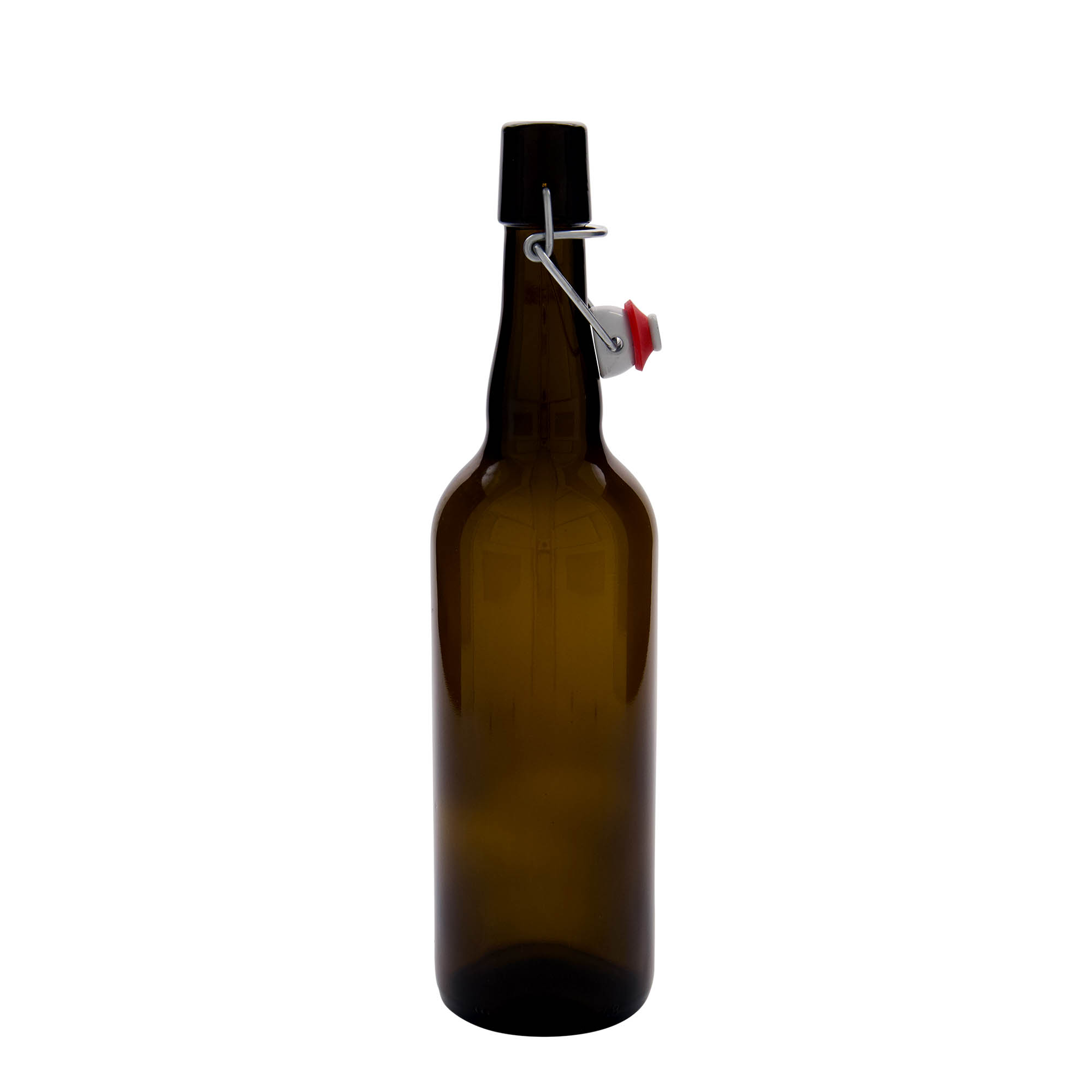 750 ml ölflaska Belgien, glas, brun, öppning: patentkork
