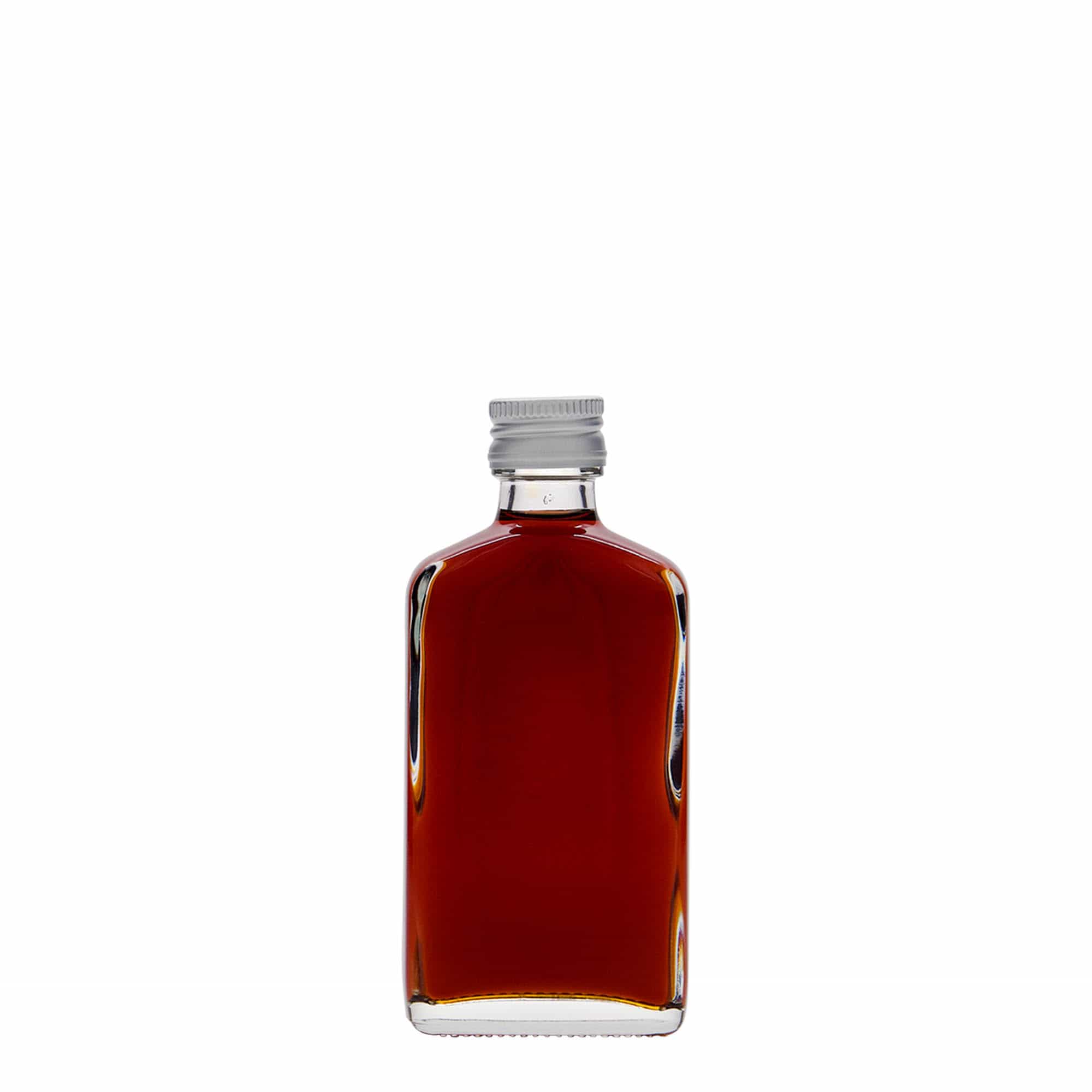 50 ml fickflaska, rektangulär, glas, mynning: PP 18