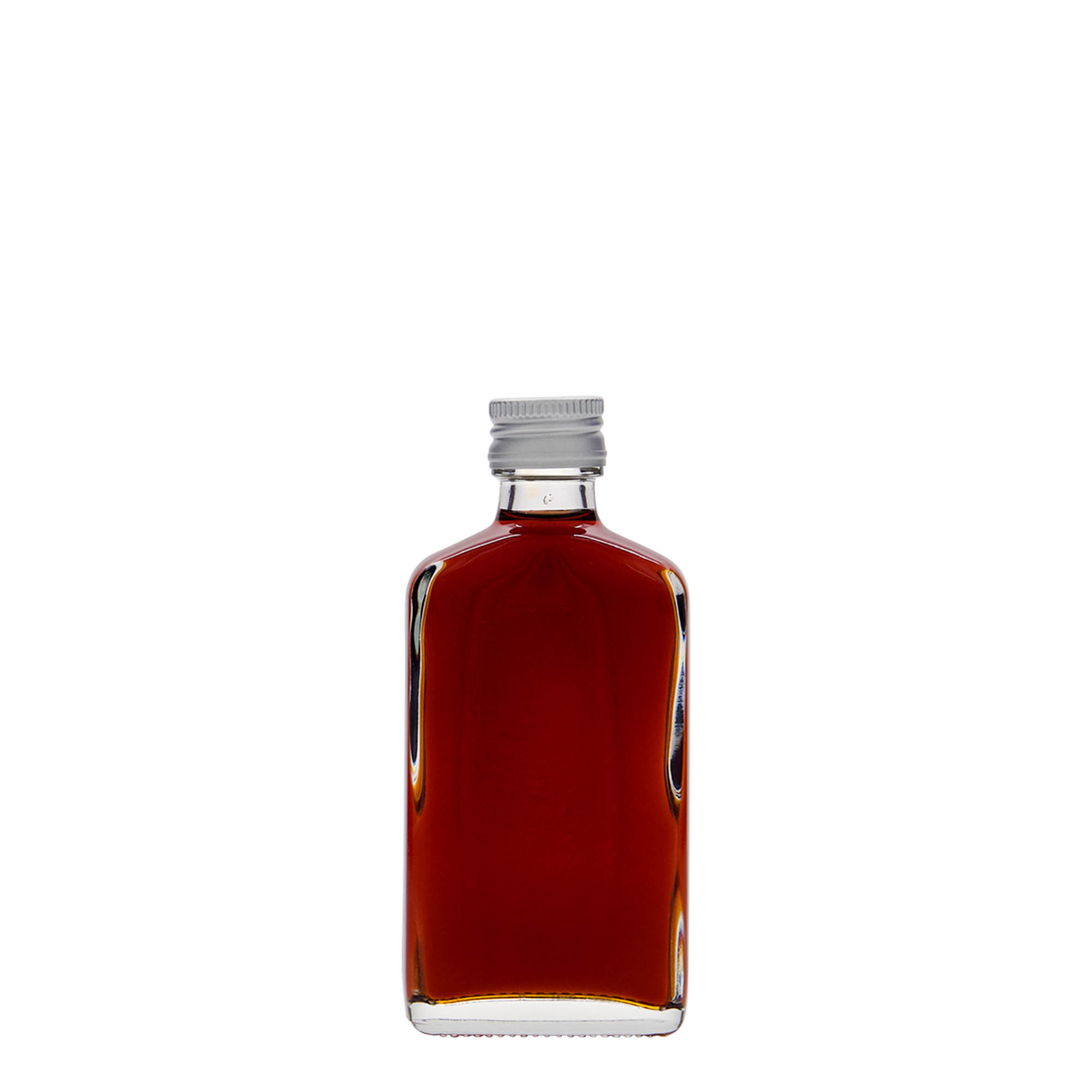 50 ml fickflaska, rektangulär, glas, mynning: PP 18 50 ml fickflaska, rektangulär, glas, mynning: PP 18