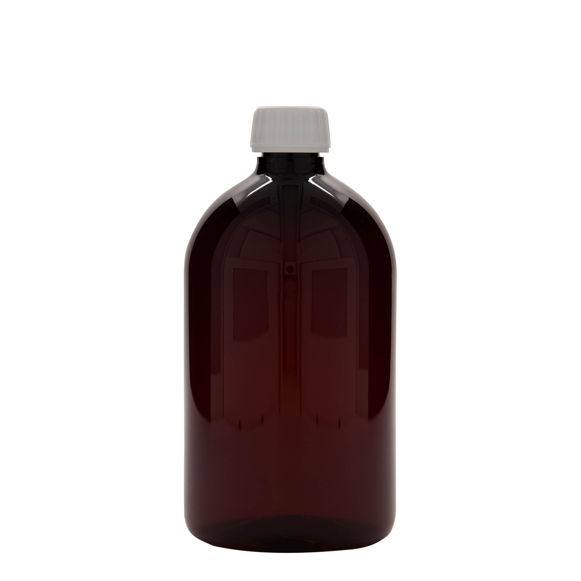 1 000 ml PET-medicinflaska, brun, plast, mynning: PP 28