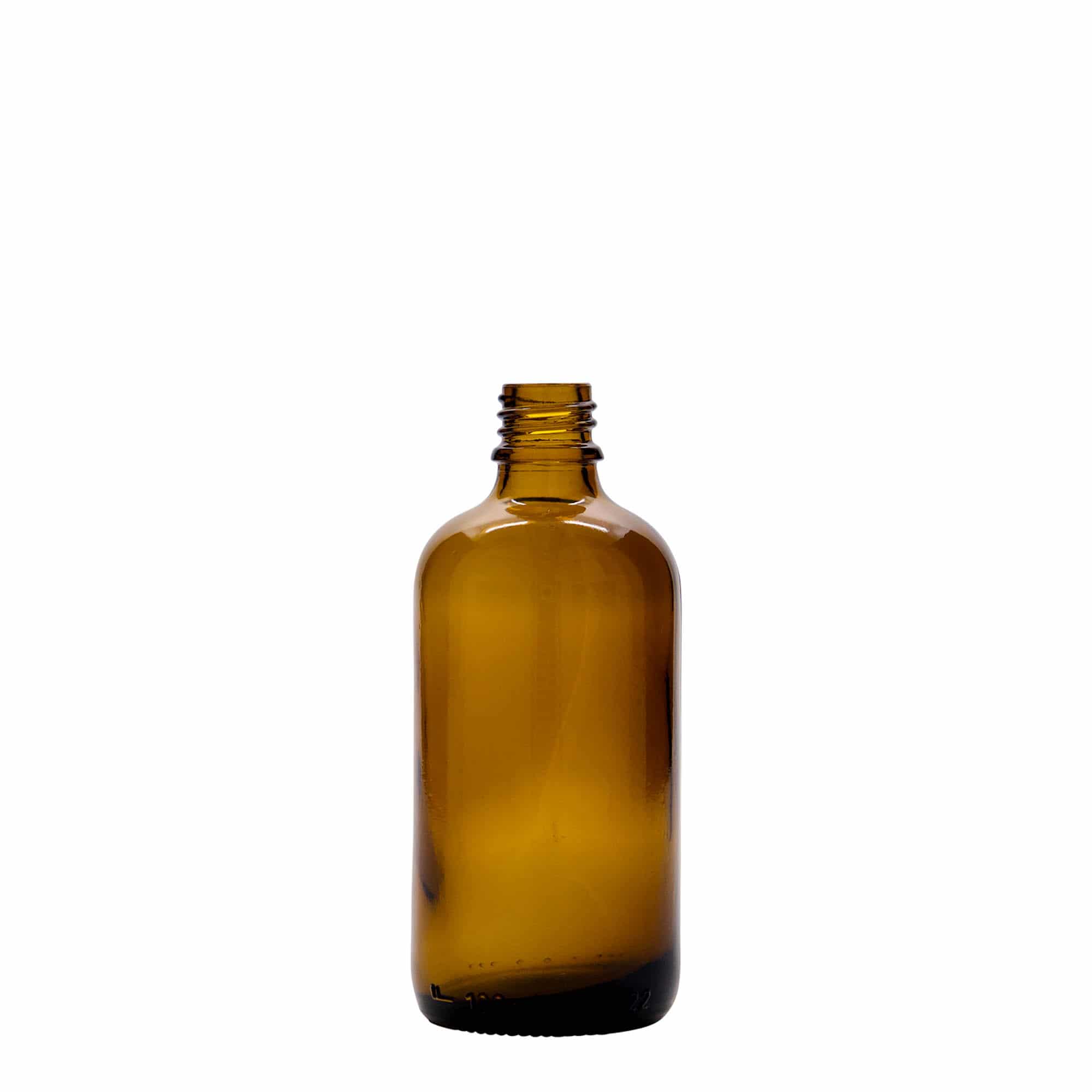 100 ml medicinflaska med lotionpump, glas, brun, mynning: DIN 18