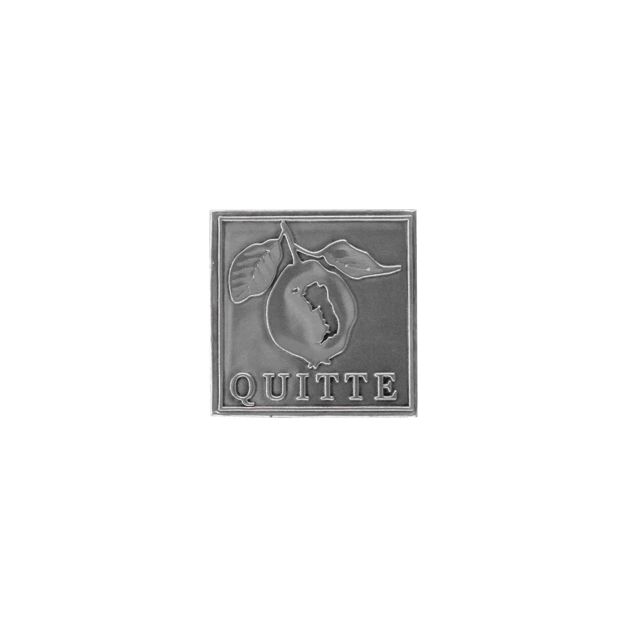 Tennetikett 'Quitte', kvadratisk, metall, silver