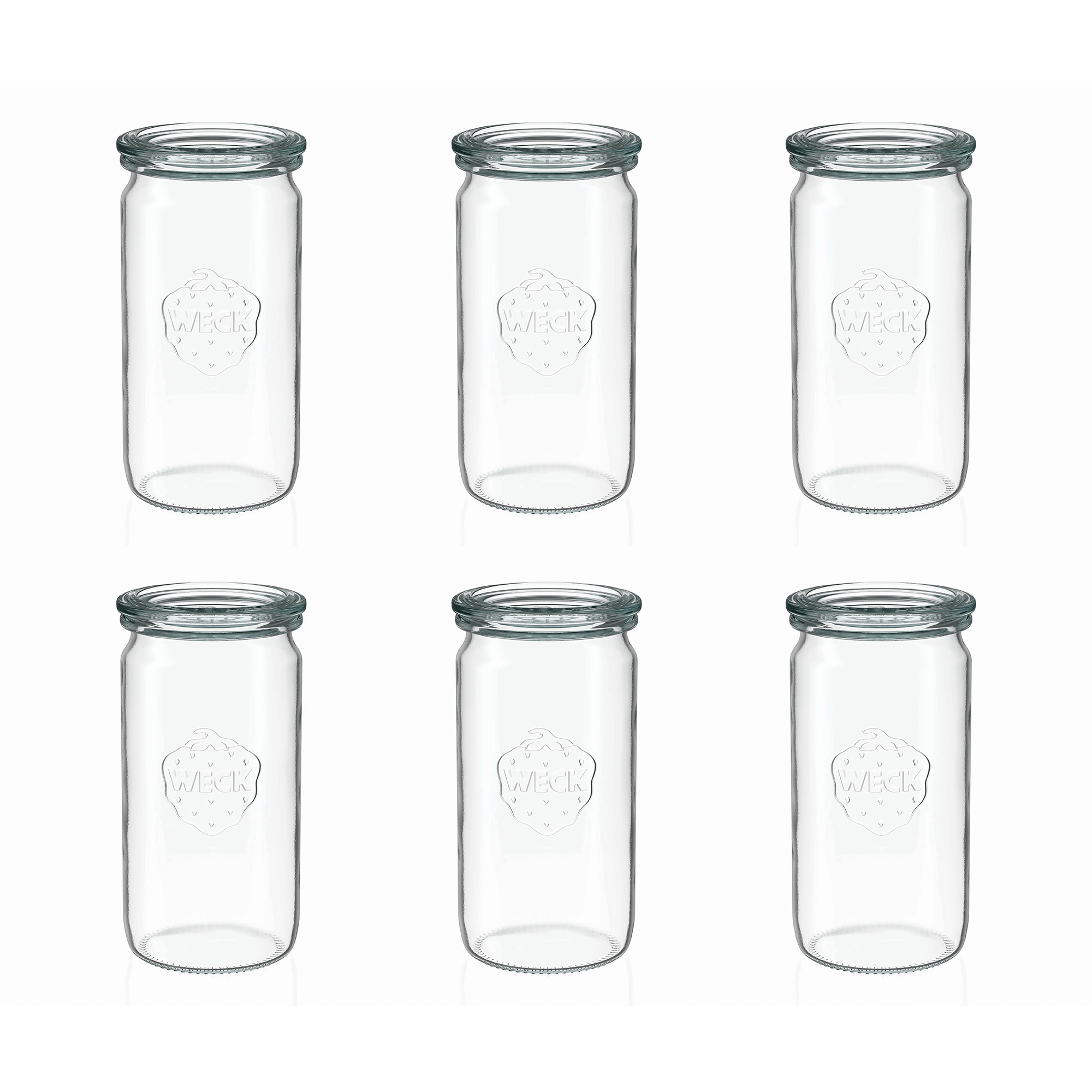 6x 340 ml WECK-cylinderglas med glaslock RR 60
