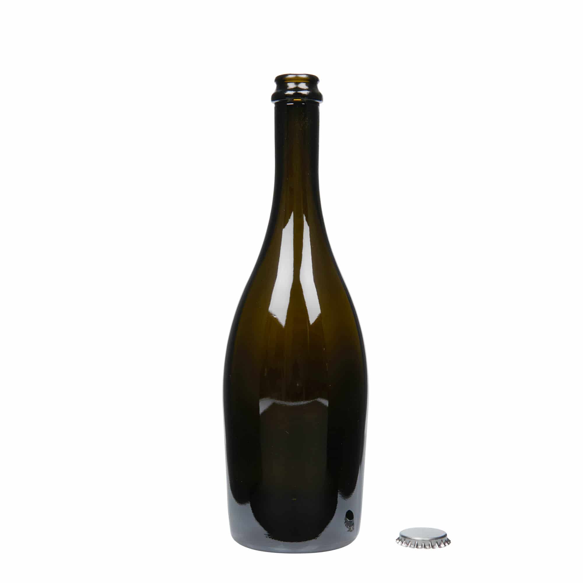 750 ml champagneflaska 'Carmen', glas, antikgrön, mynning: kronkapsyl