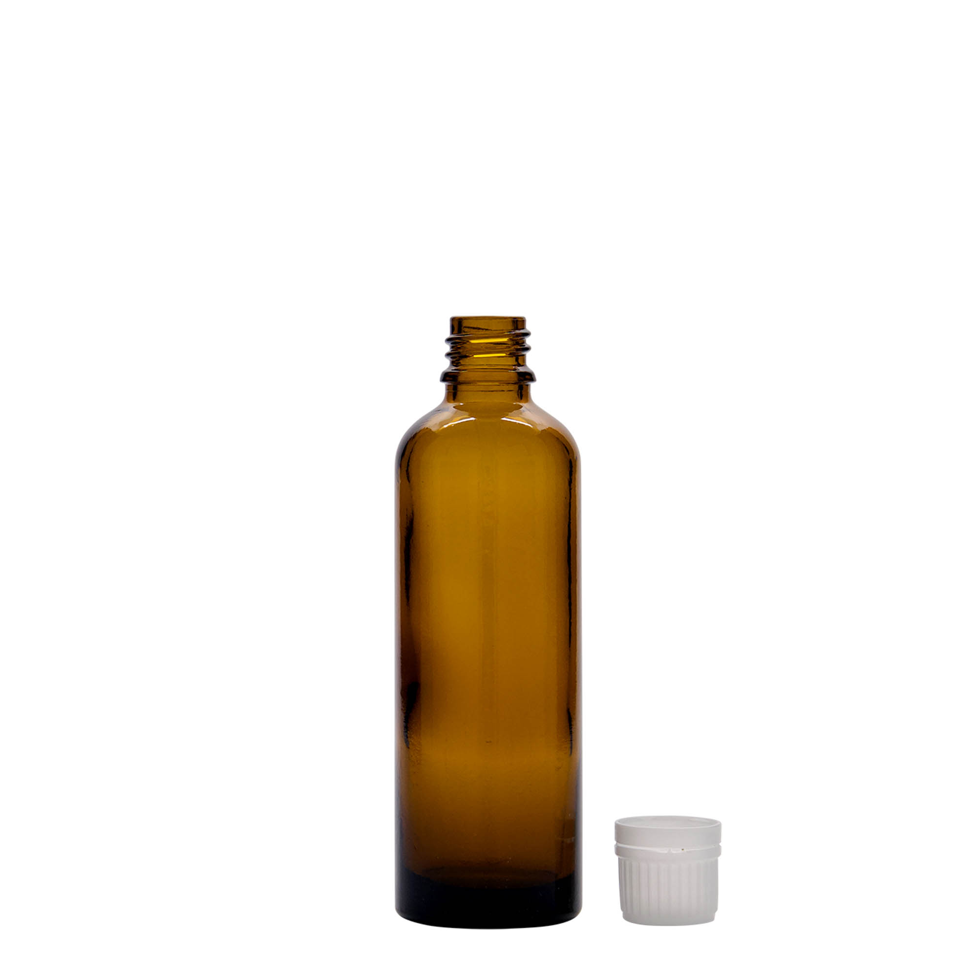 75 ml medicinflaska, glas, brun, mynning: DIN 18 75 ml medicinflaska, glas, brun, mynning: DIN 18