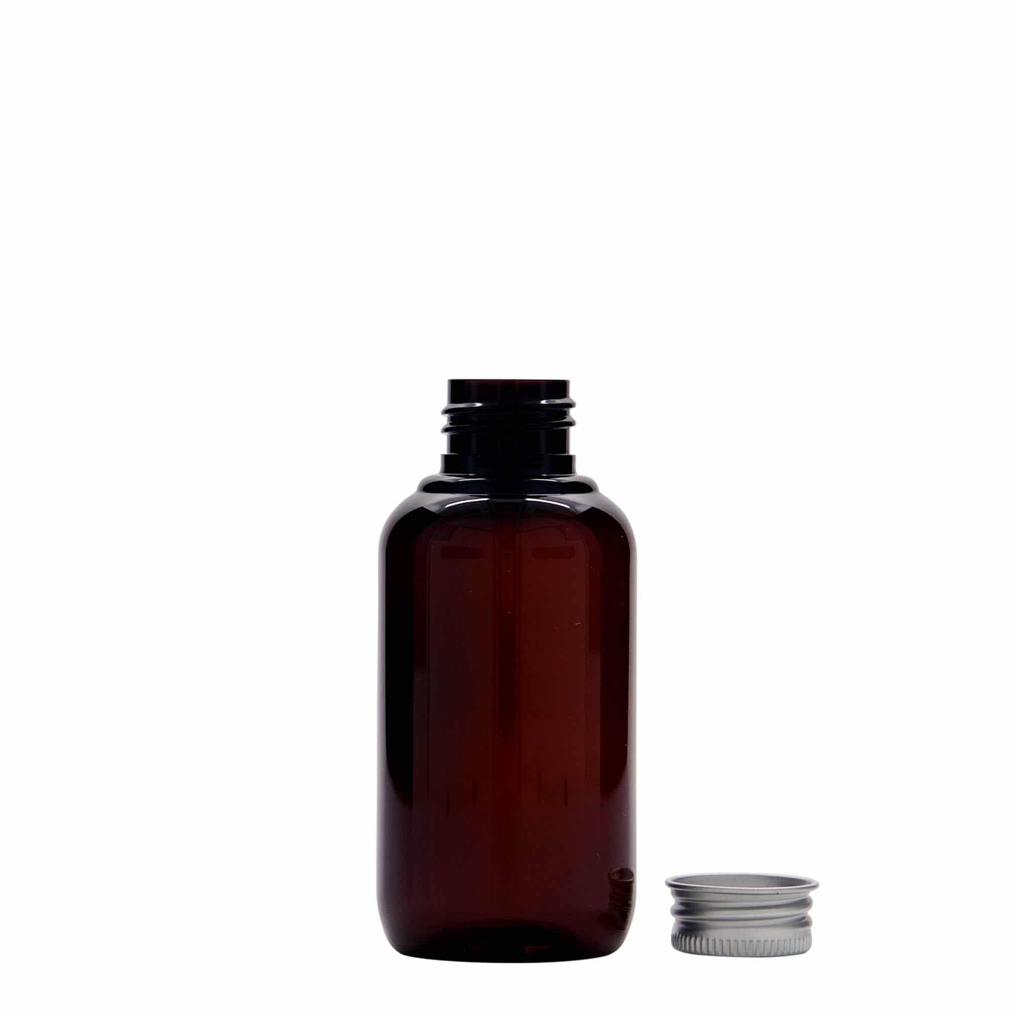 100 ml flaska av återvunnen plast 'Victor's Best, PCR, brun, mynning: 24/410