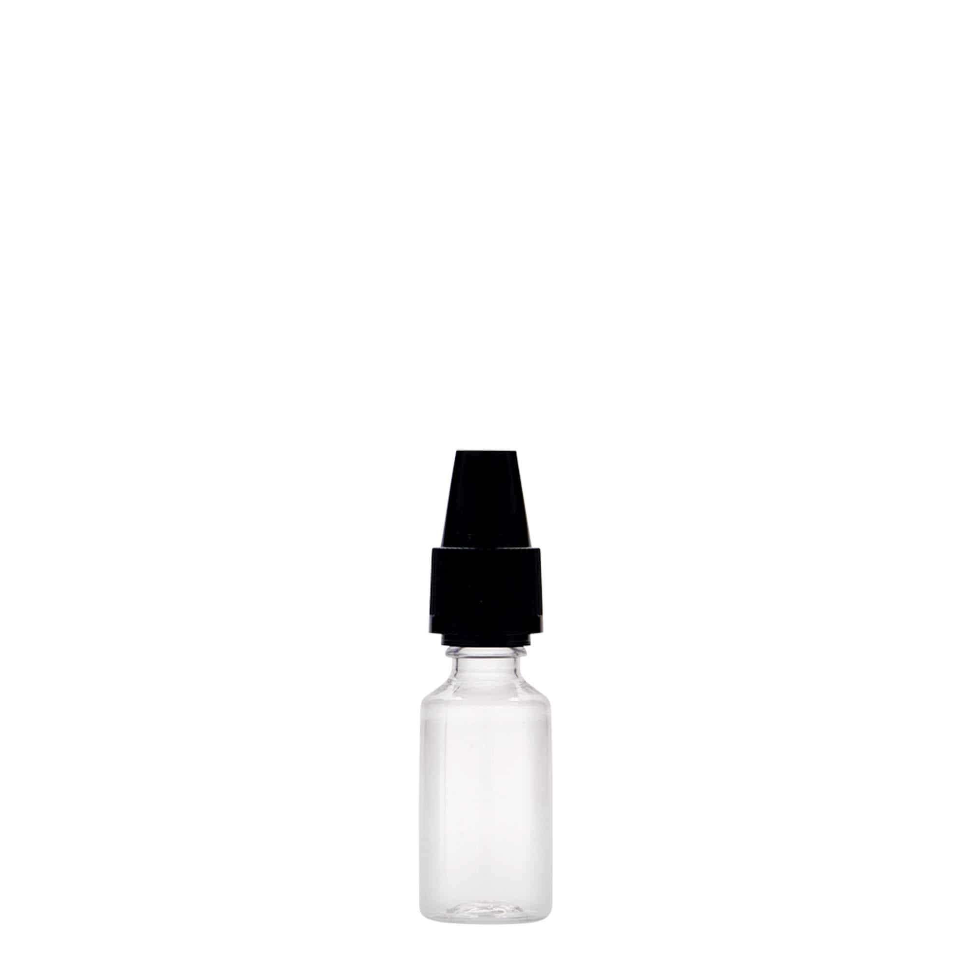 10 ml PET-flaska 'E-Liquid' med originalitets- och barnsäker förslutning, plast, mynning: skruvkapsel