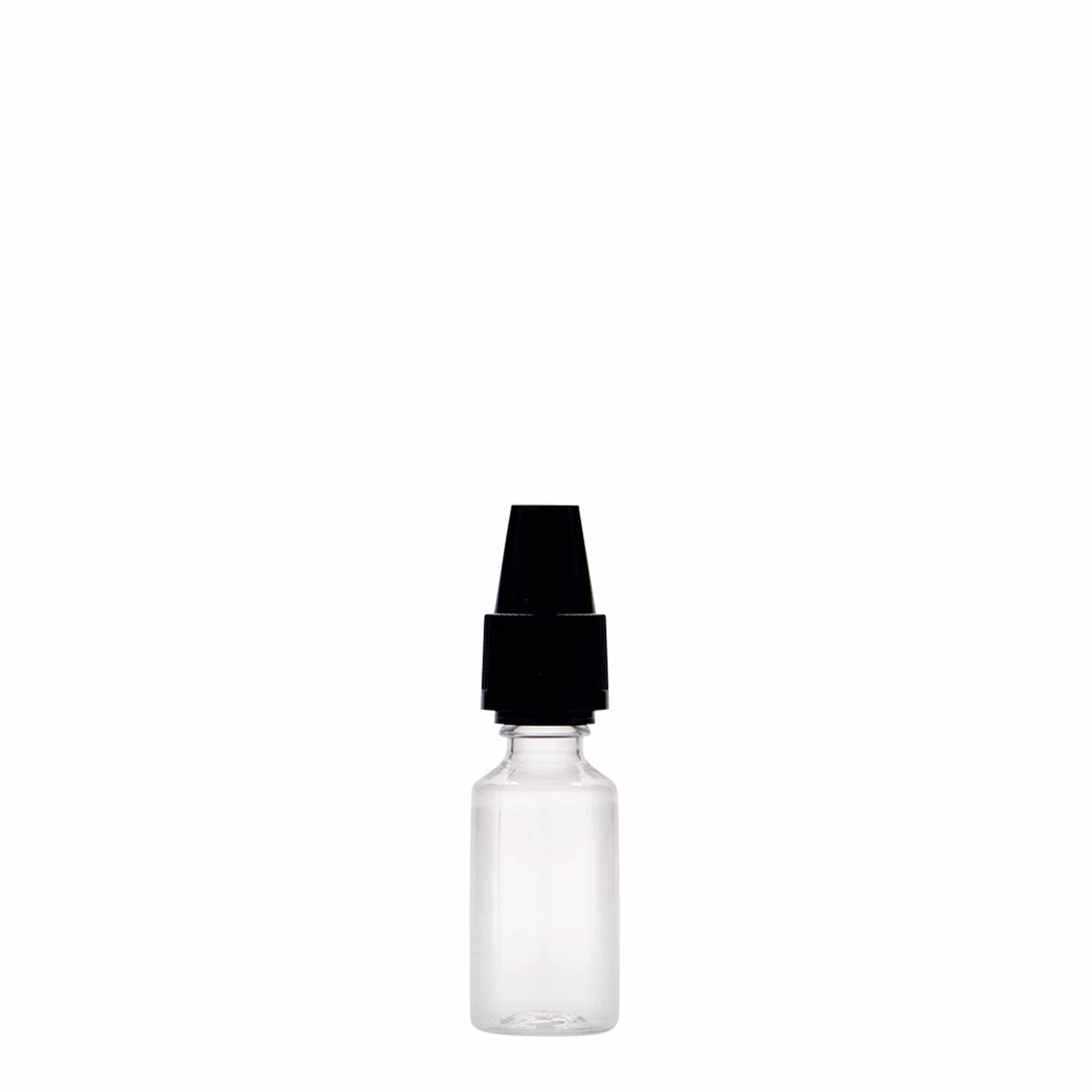 10 ml PET-flaska 'E-Liquid' med kvalitets- och barnsäkerhet, plast, öppning: skruvlock