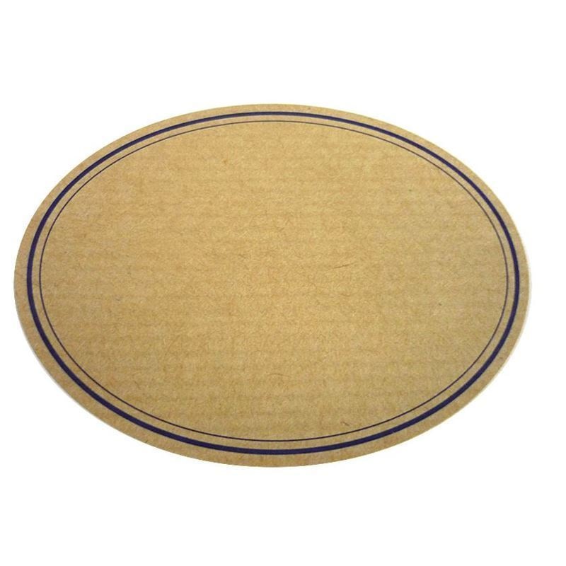Naturlig etikett, oval, papper, blå-brun