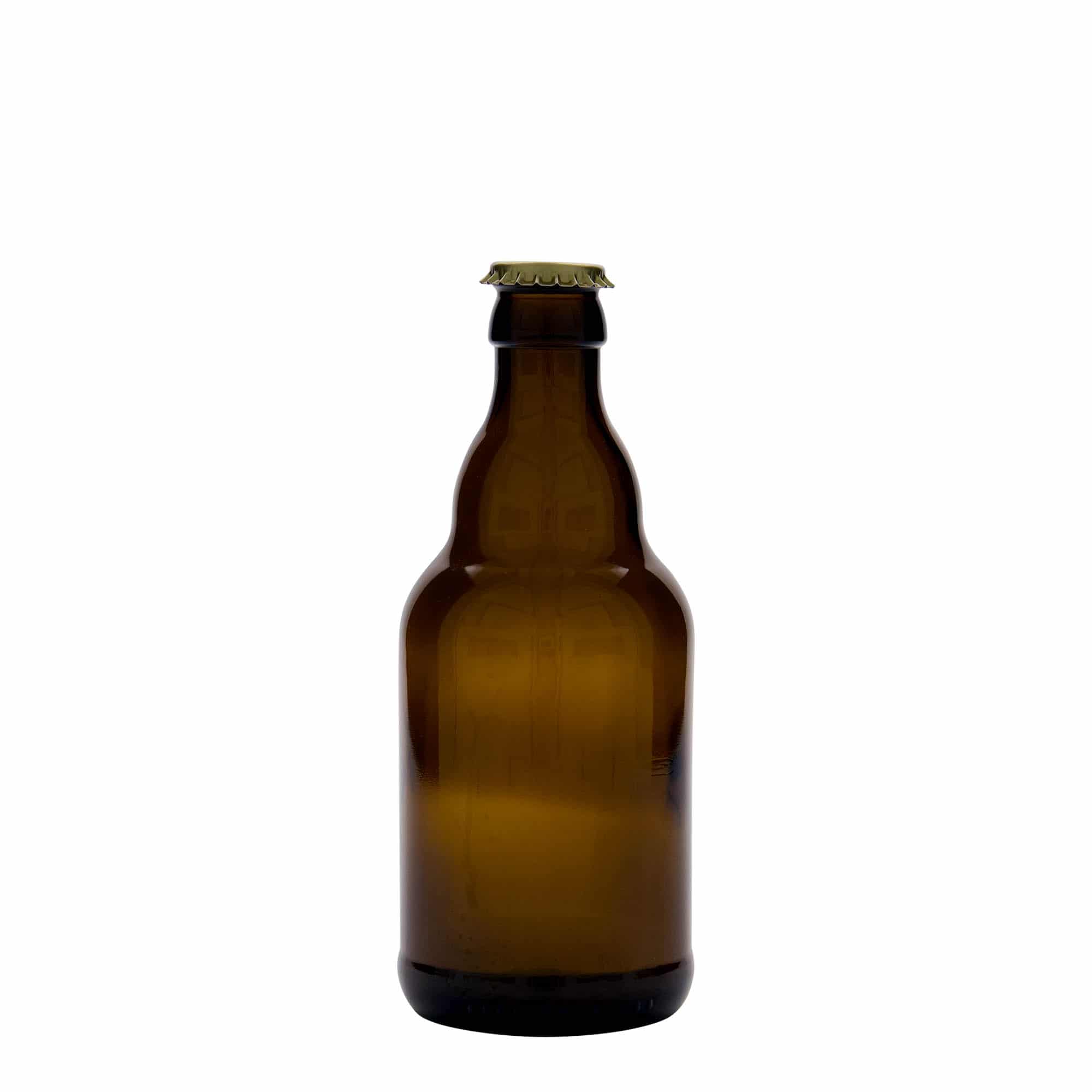 330 ml ölflaska 'Steinie', glas, brun, mynning: kronkapsyl