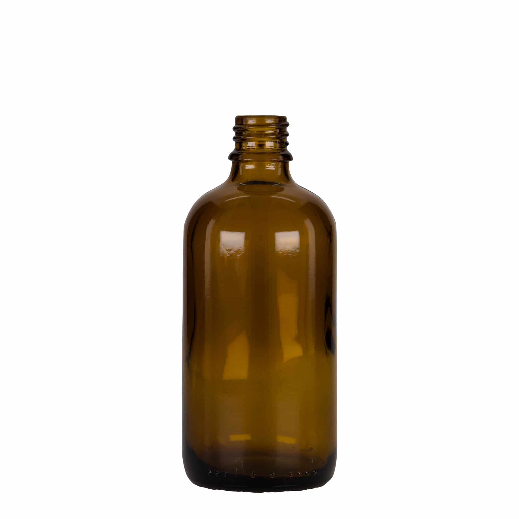 100 ml flaska med pipett, medicin, glas, brun-svart, mynning: DIN 18
