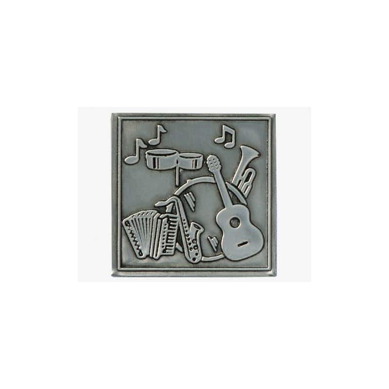 Tennetikett 'Musik', kvadratisk, metall, silver Tennetikett 'Musik', kvadratisk, metall, silver