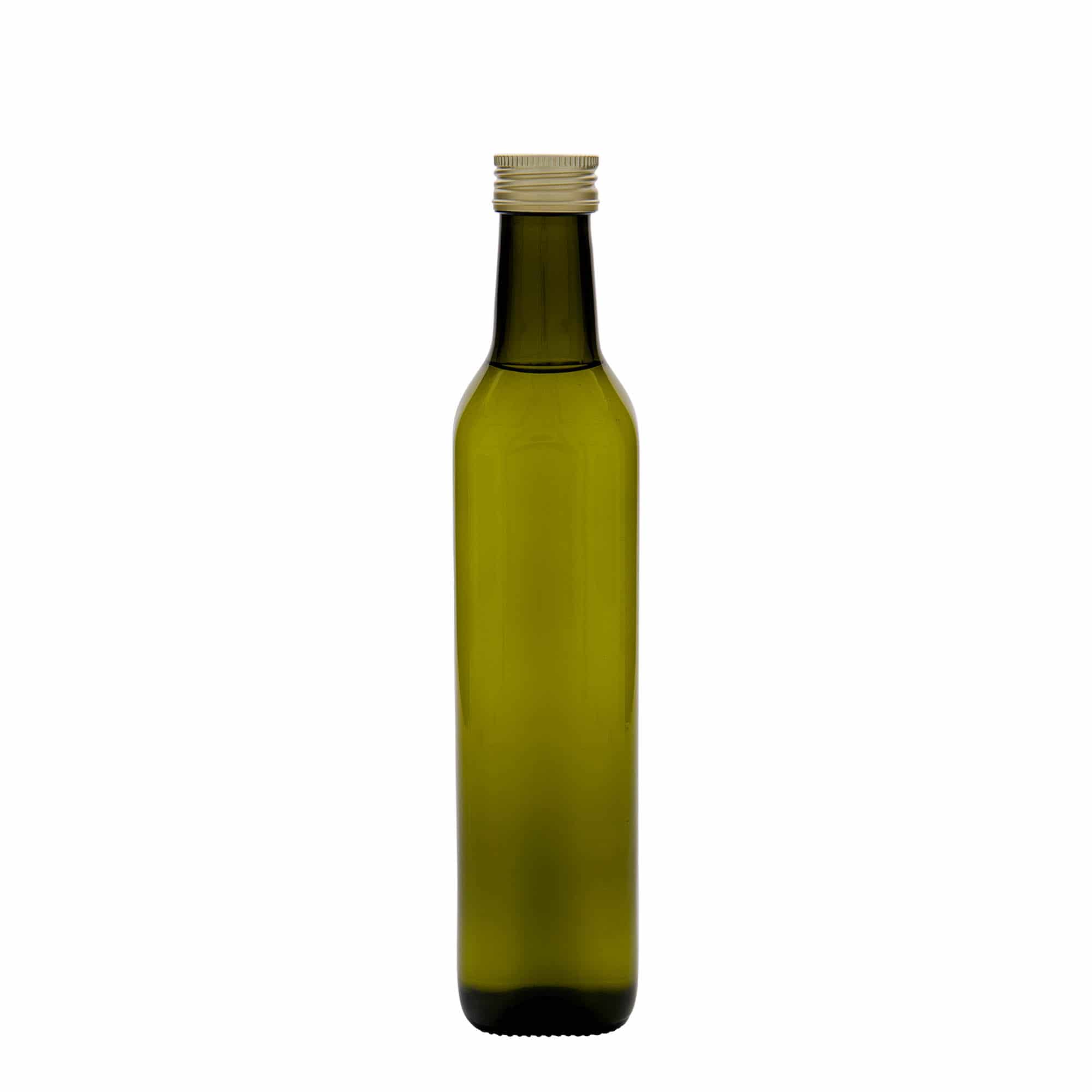 500 ml glasflaska 'Marasca', kvadratisk, antikgrön, mynning: PP 31,5